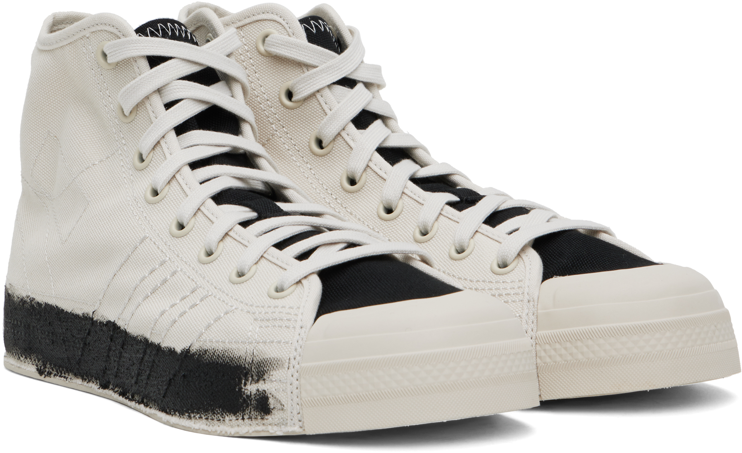 Y-3 Off-white & Black Nizza Hi Sneakers In Talc/talc/black