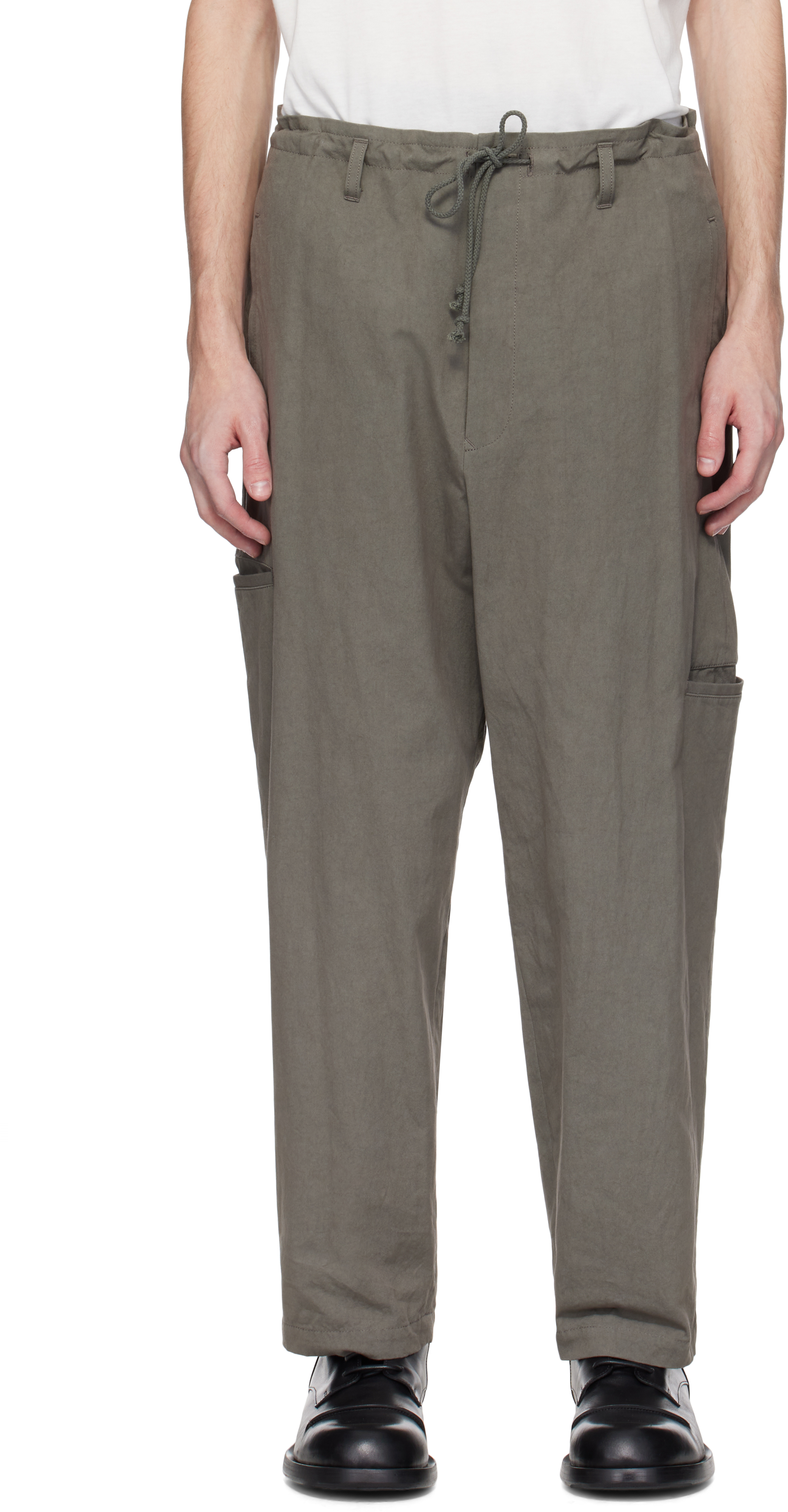 Gray Cotton Cargo Pants