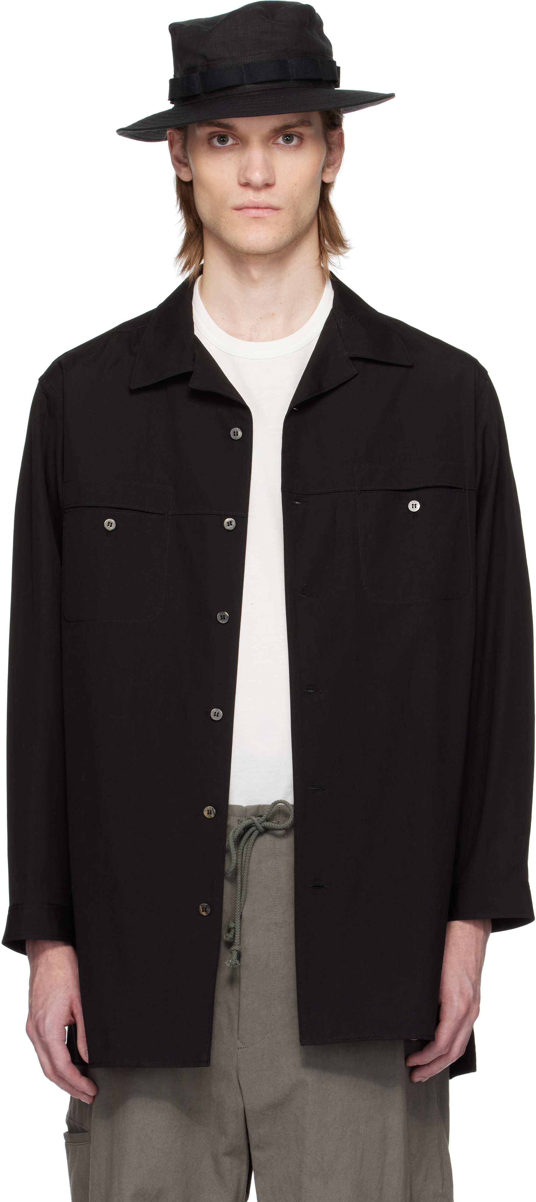 Black Open Collar Shirt