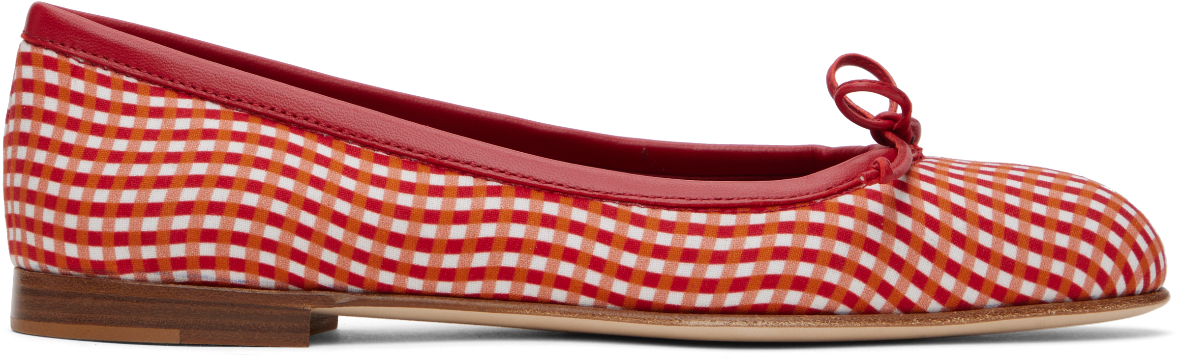 Manolo Blahnik: Red & White Veralli Ballerina Flats | SSENSE