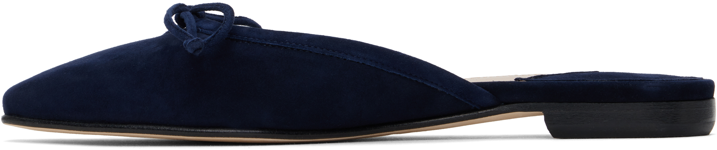 Manolo Blahnik Navy Ballerimu Mules In 4116 Navy