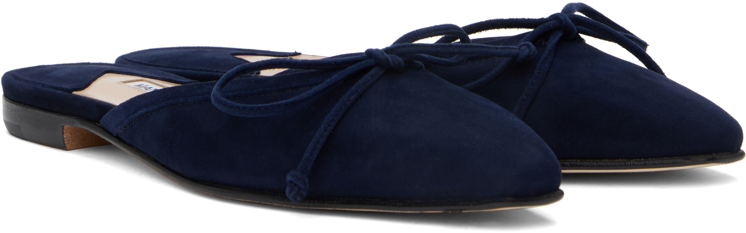 Manolo Blahnik Navy Ballerimu Mules In 4116 Navy