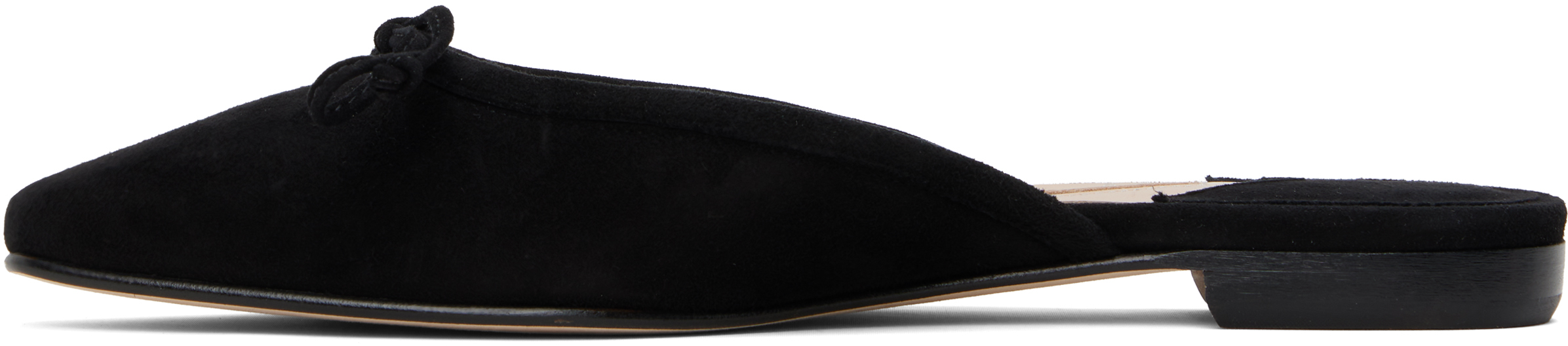Manolo Blahnik Black Ballerimu Mules