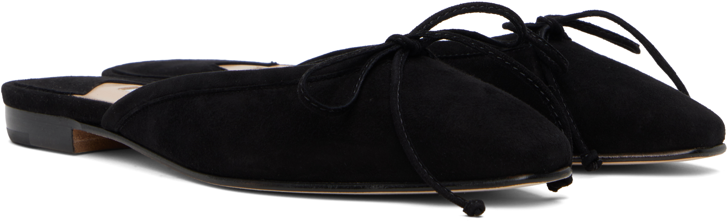 Manolo Blahnik Black Ballerimu Mules