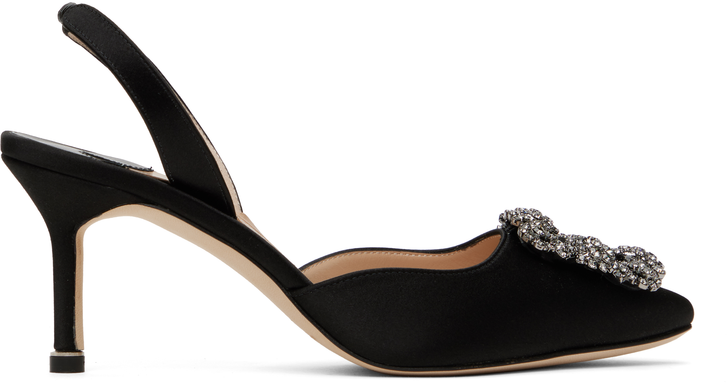 Manolo Blahnik Hangisi 70 Swarovski Crystal-embellished Satin Courts In 0015 Blck