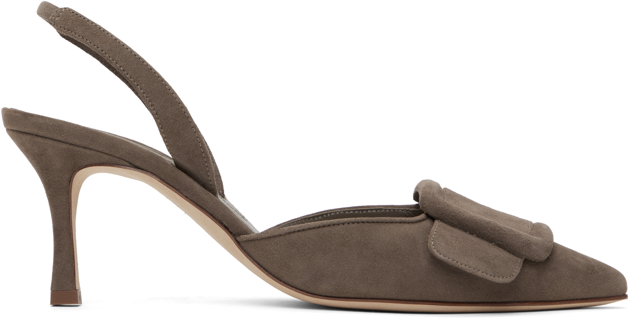 Manolo Blahnik: Taupe Maysli Heels | SSENSE