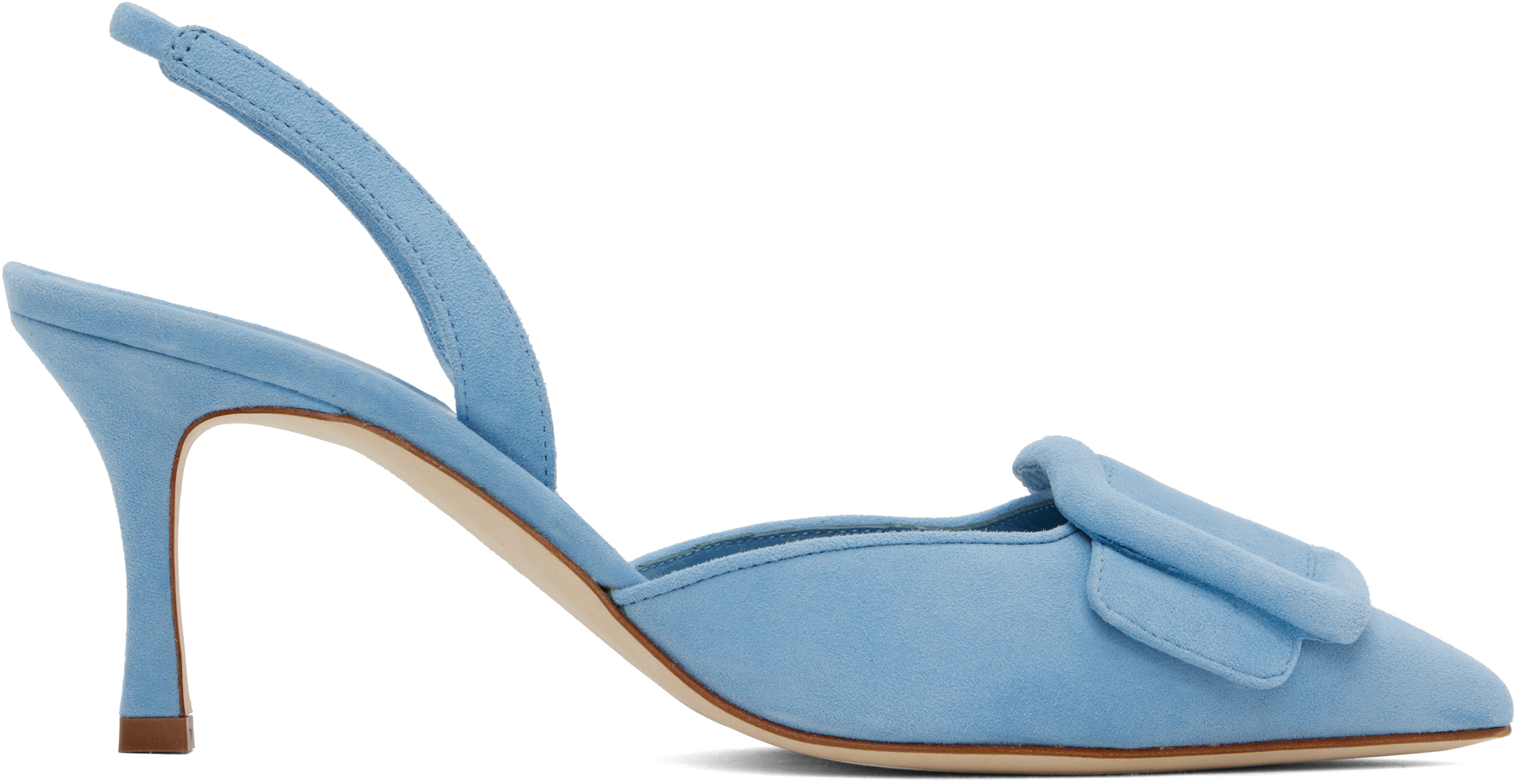 靴 MANOLO BLAHNIK MAYSLI 37 MAYSALEPUMP 50 | Navy Blue Suede Buckle Detail Pumps