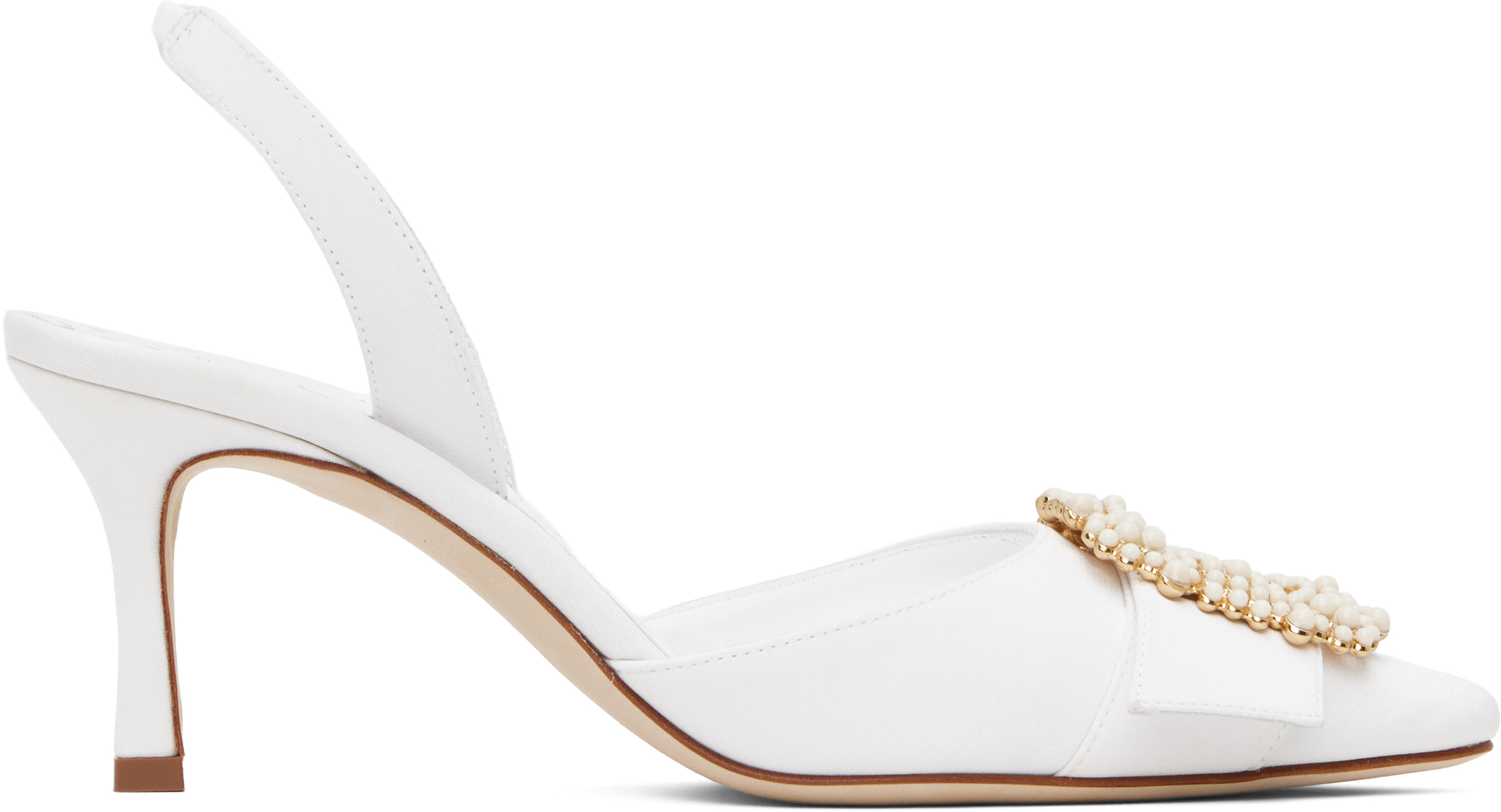 MANOLO BLAHNIK WHITE GIBSLI HEELS 