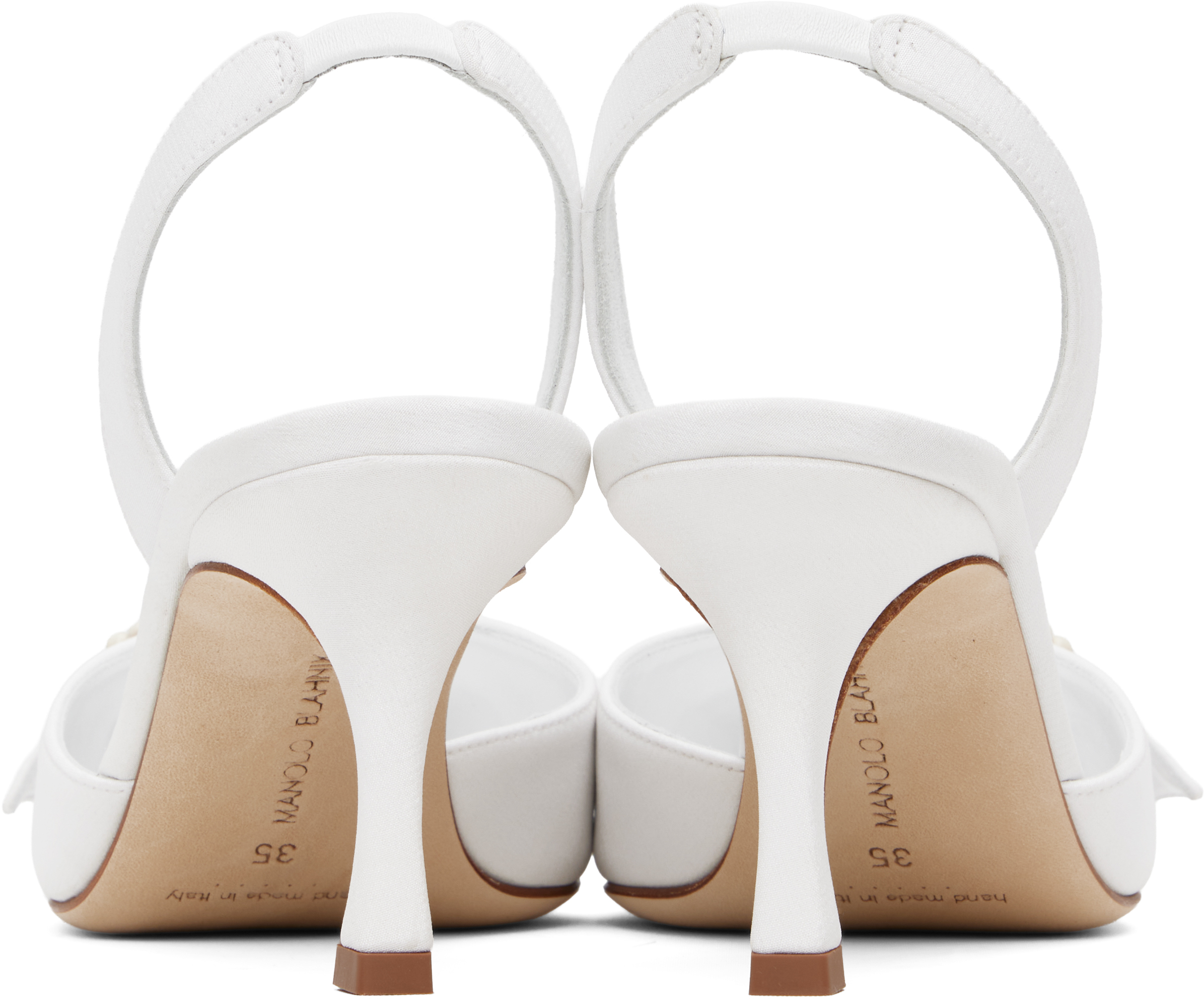 MANOLO BLAHNIK WHITE GIBSLI HEELS 