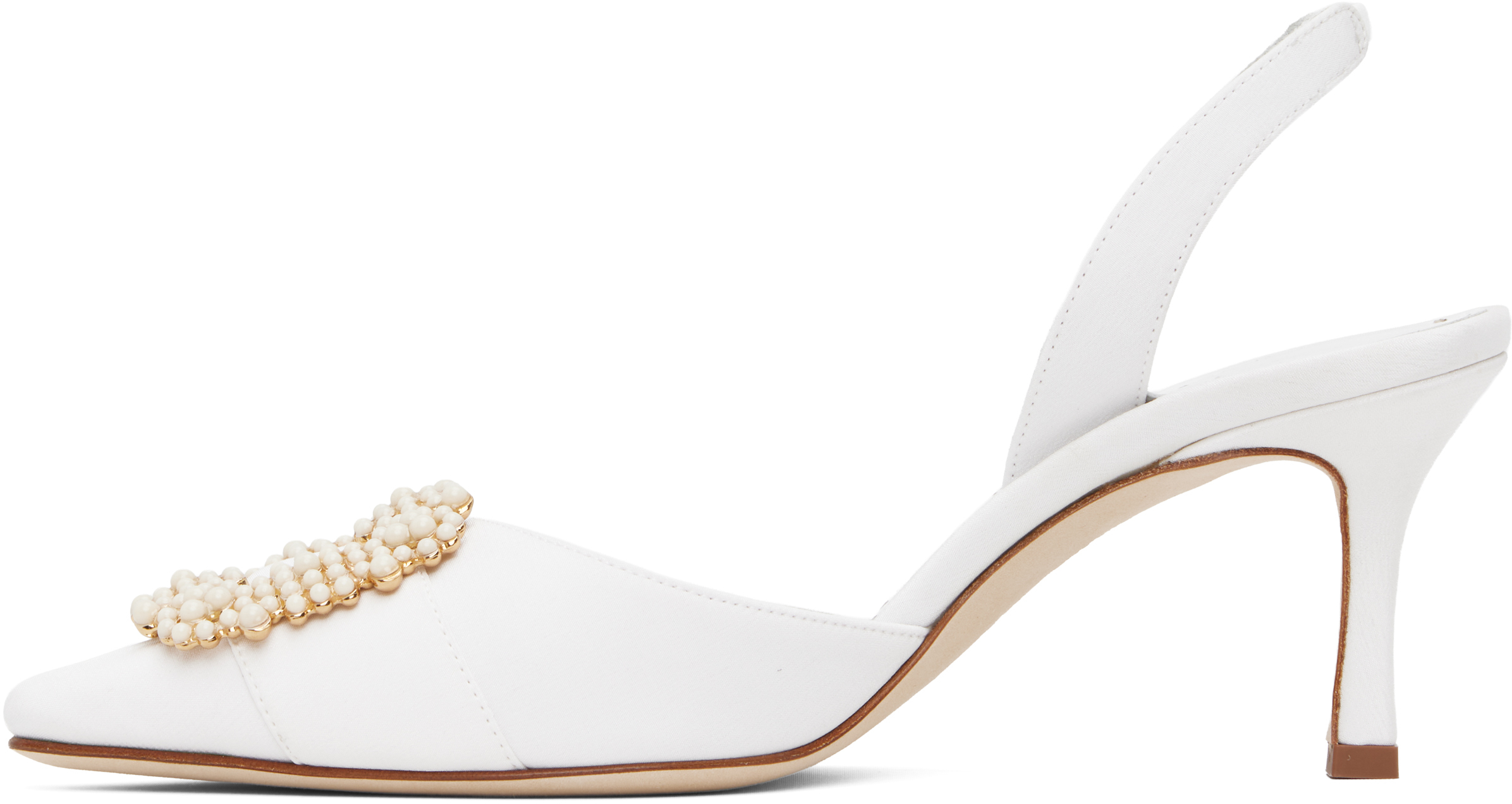 MANOLO BLAHNIK WHITE GIBSLI HEELS 
