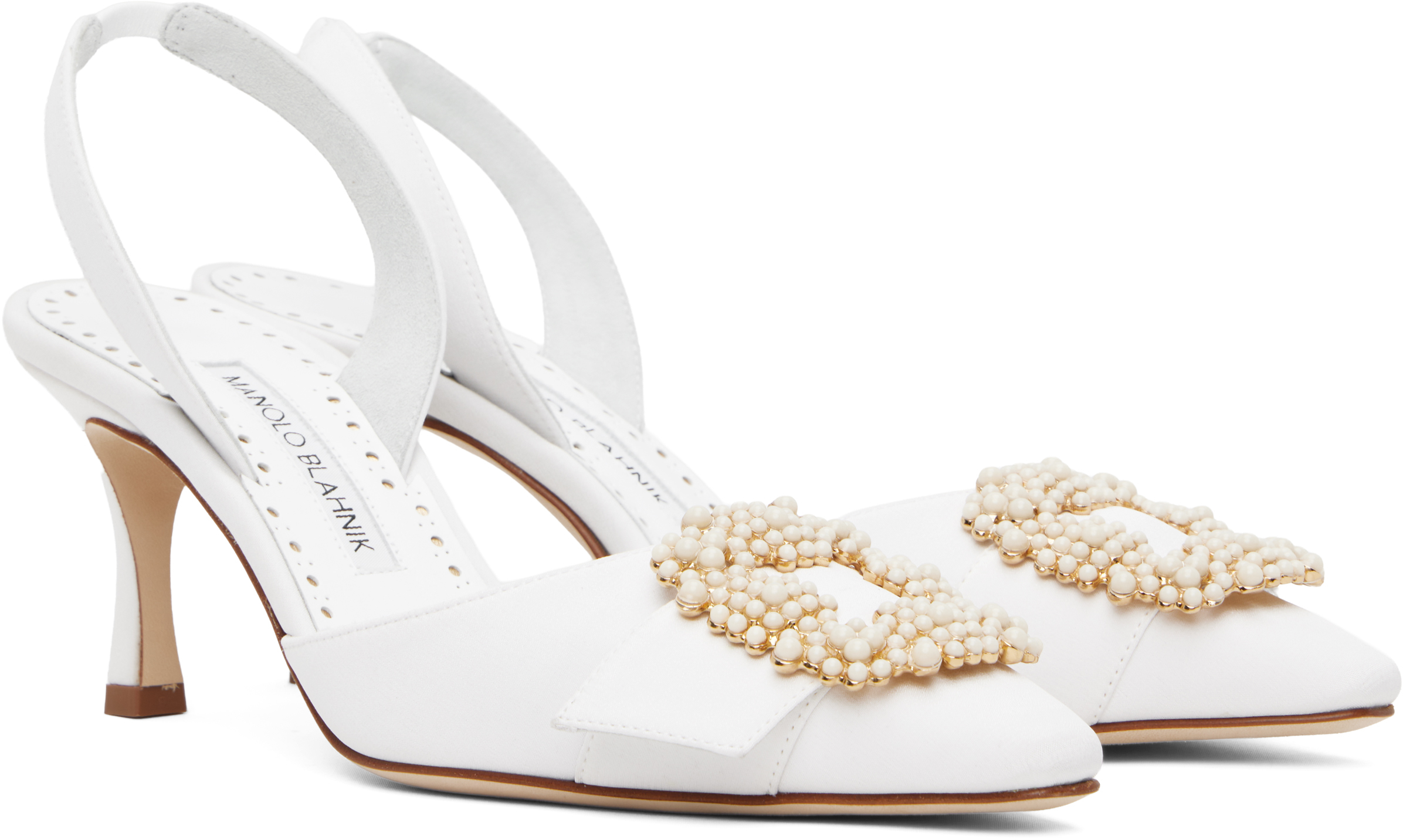 MANOLO BLAHNIK WHITE GIBSLI HEELS 