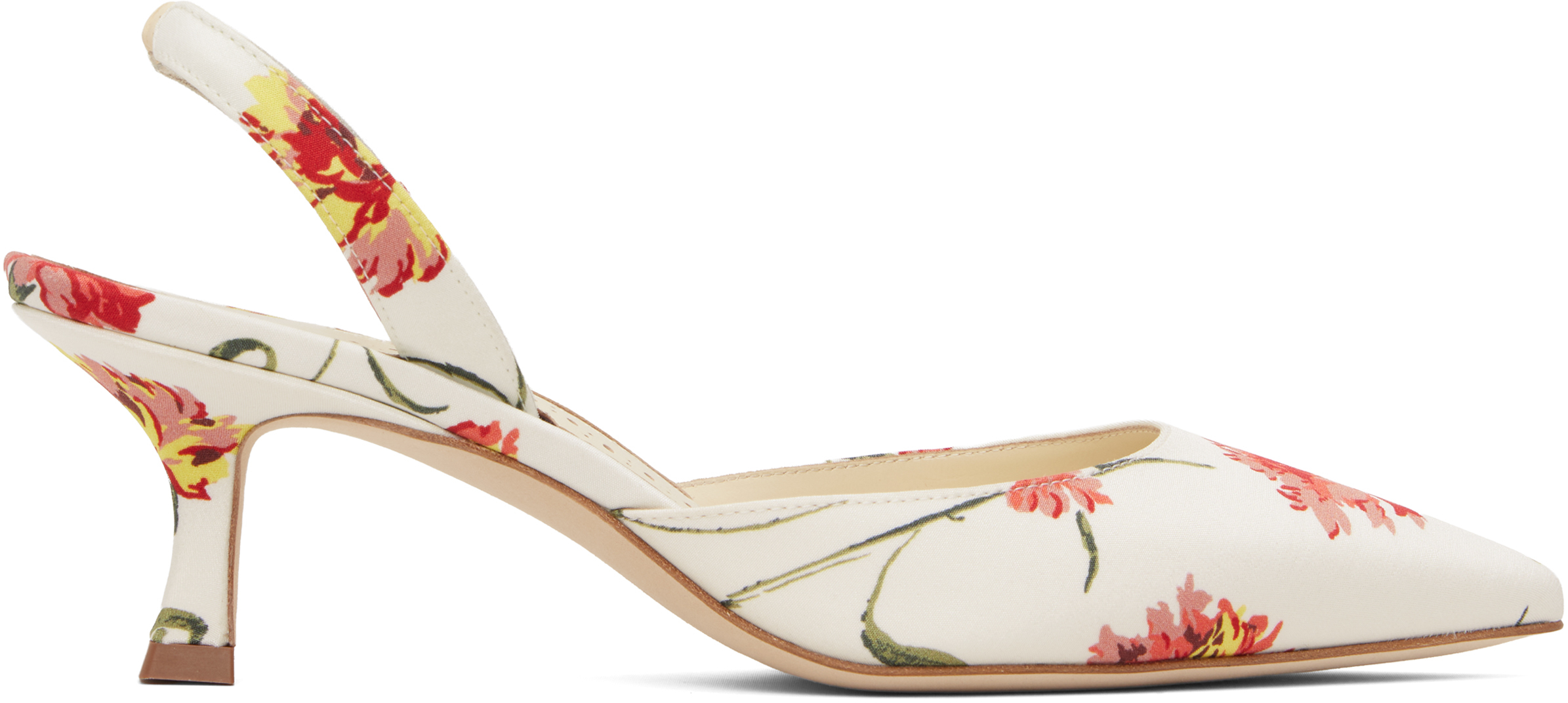 MANOLO BLAHNIK WHITE & PINK CAROLYNE HEELS 