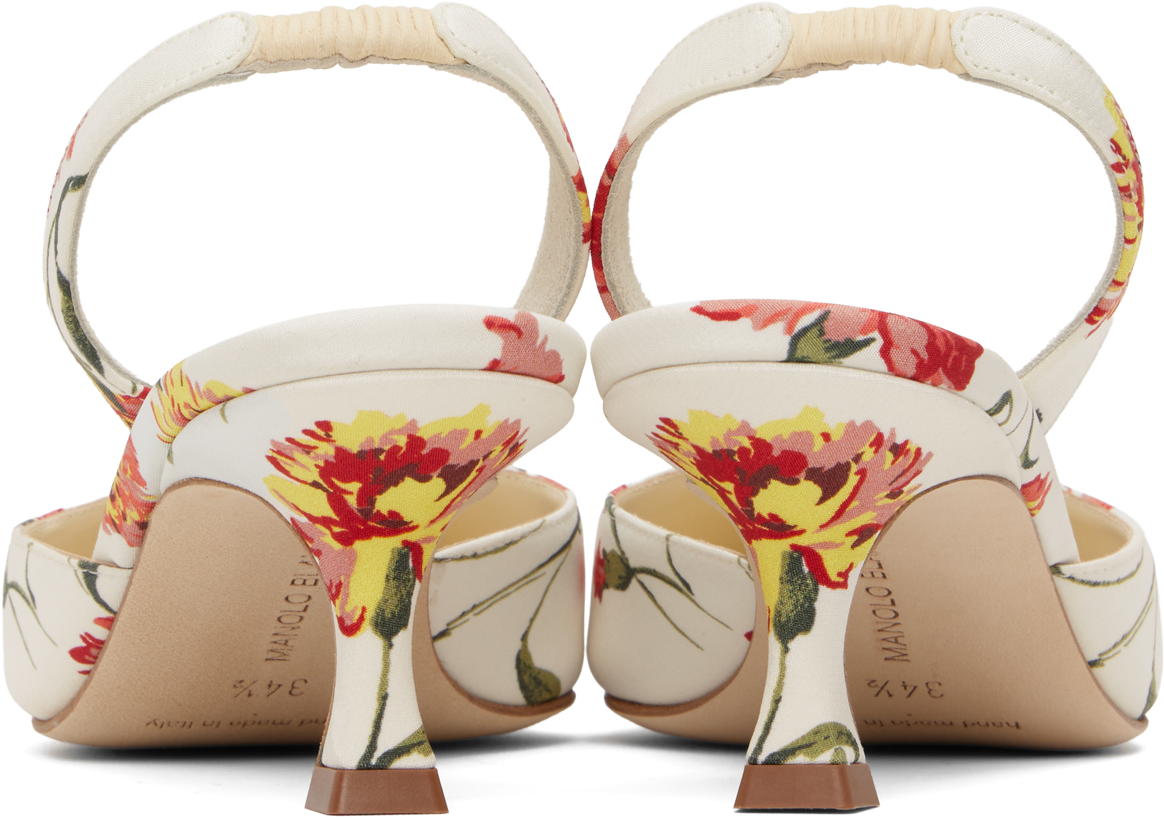 MANOLO BLAHNIK WHITE & PINK CAROLYNE HEELS 