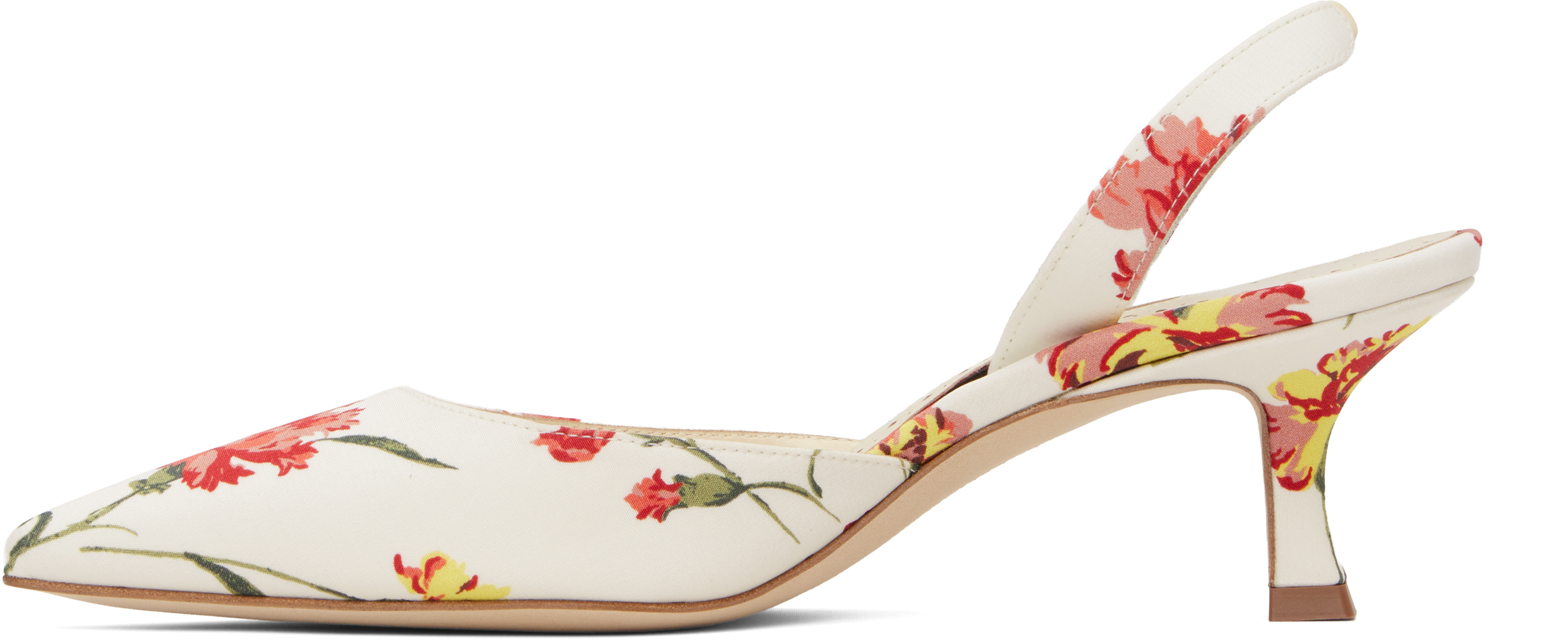 MANOLO BLAHNIK WHITE & PINK CAROLYNE HEELS 