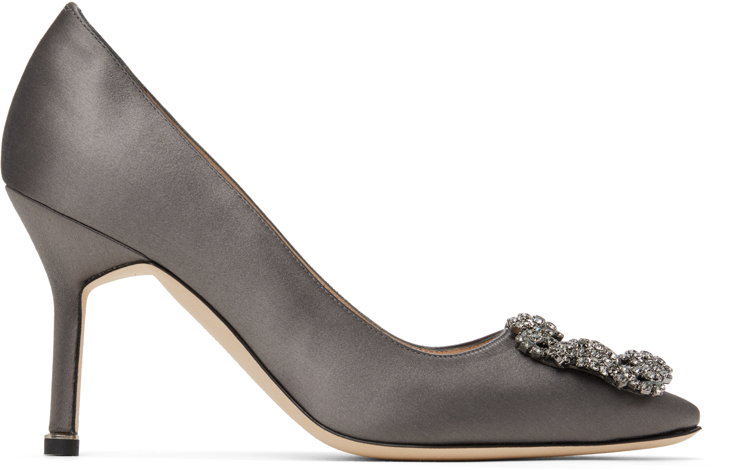 Manolo Blahnik グレー ハイヒール 美品 23cm 中古・古着通販】Manolo Blahnik (マノロブラニク) 【HANGISI】サテン