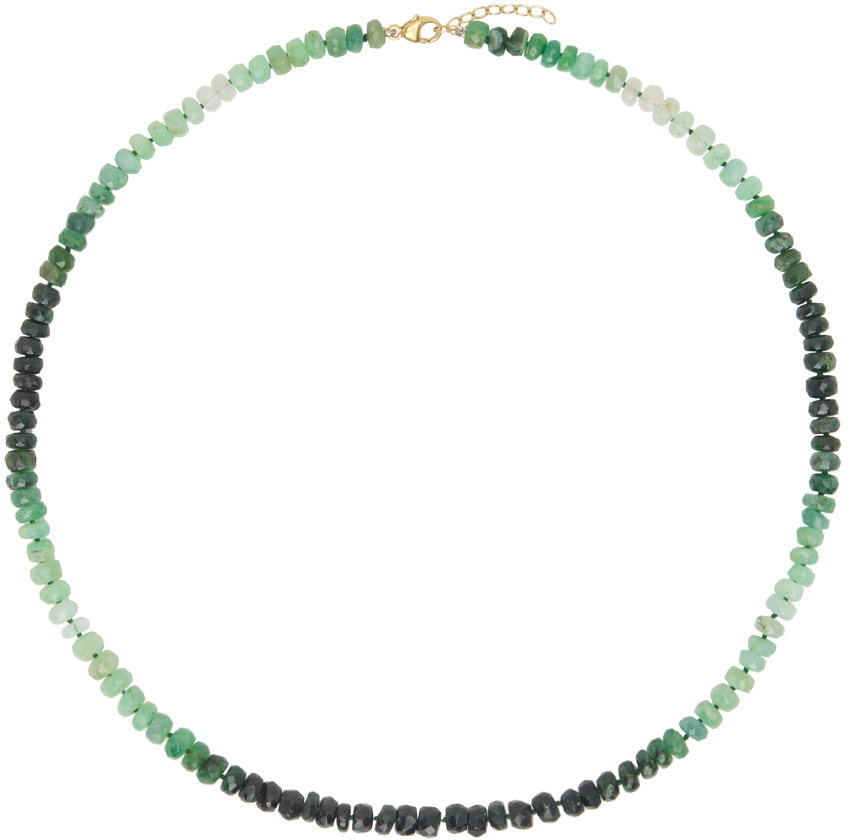 Green Arizona Jumbo Emerald Gold Bead Necklace