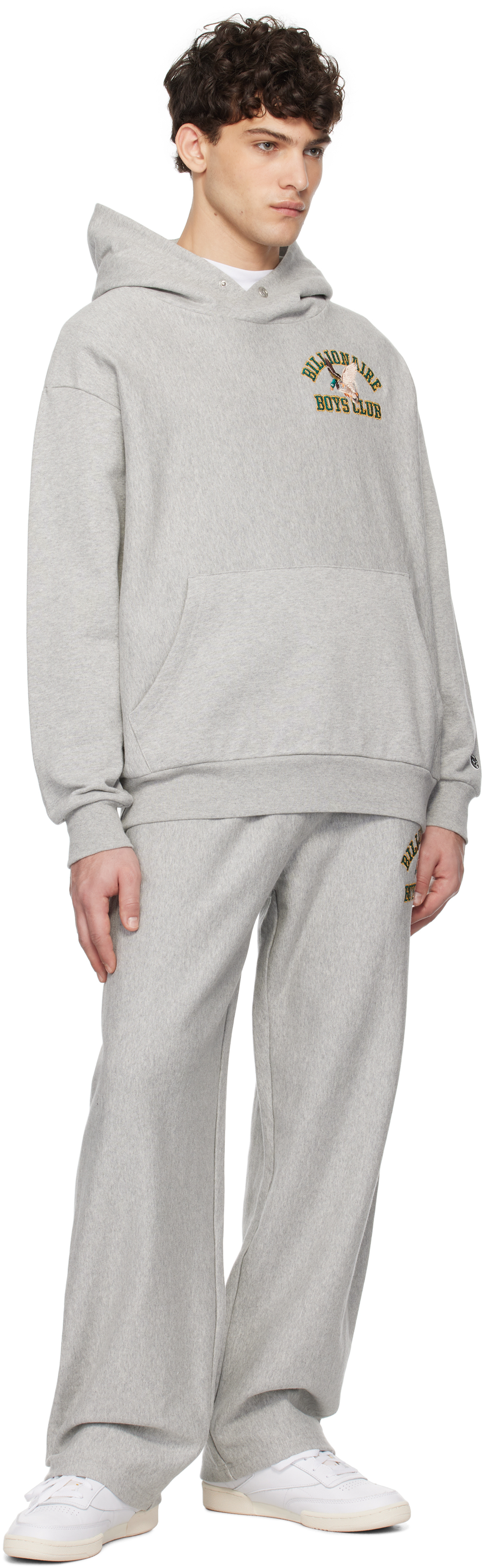 Billionaire Boys Club Gray Wide Leg Duck Varsity Sweatpants In Heather Grey