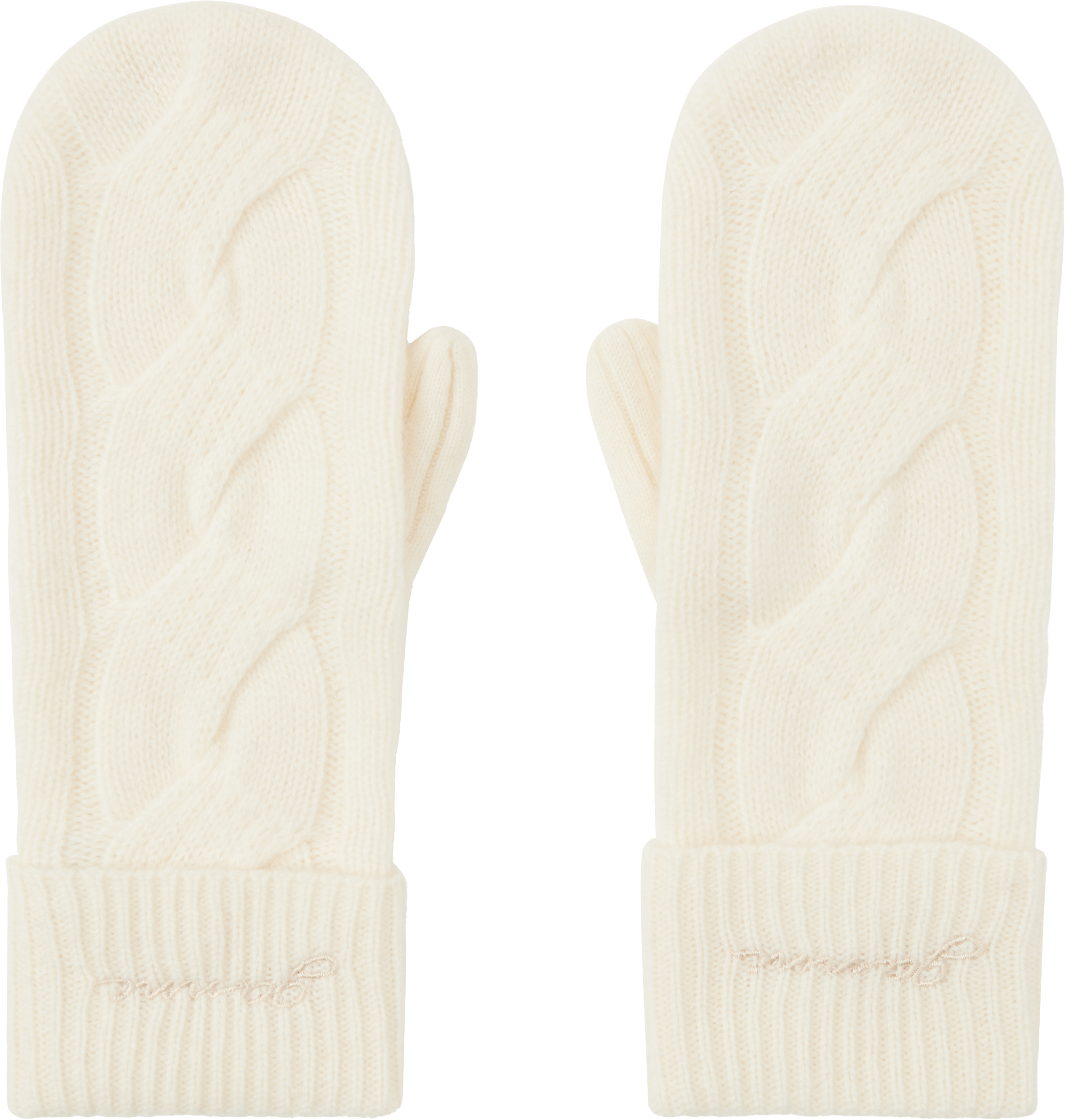 Ganni Off-white Cashmere Mix Mittens In 135 Egret