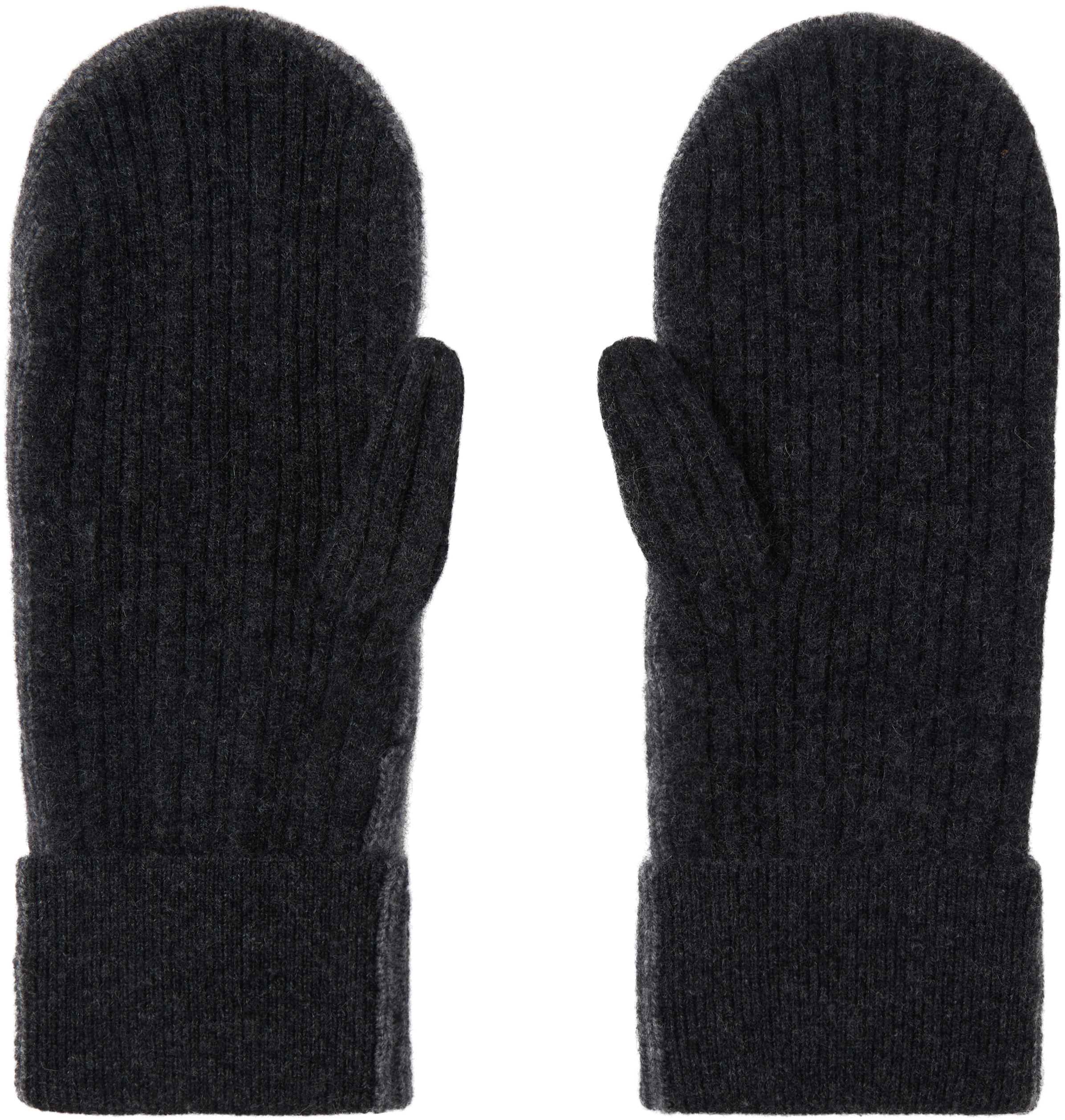 Ganni Gray & Black Cashmere Mix Mittens In 252 Phantom