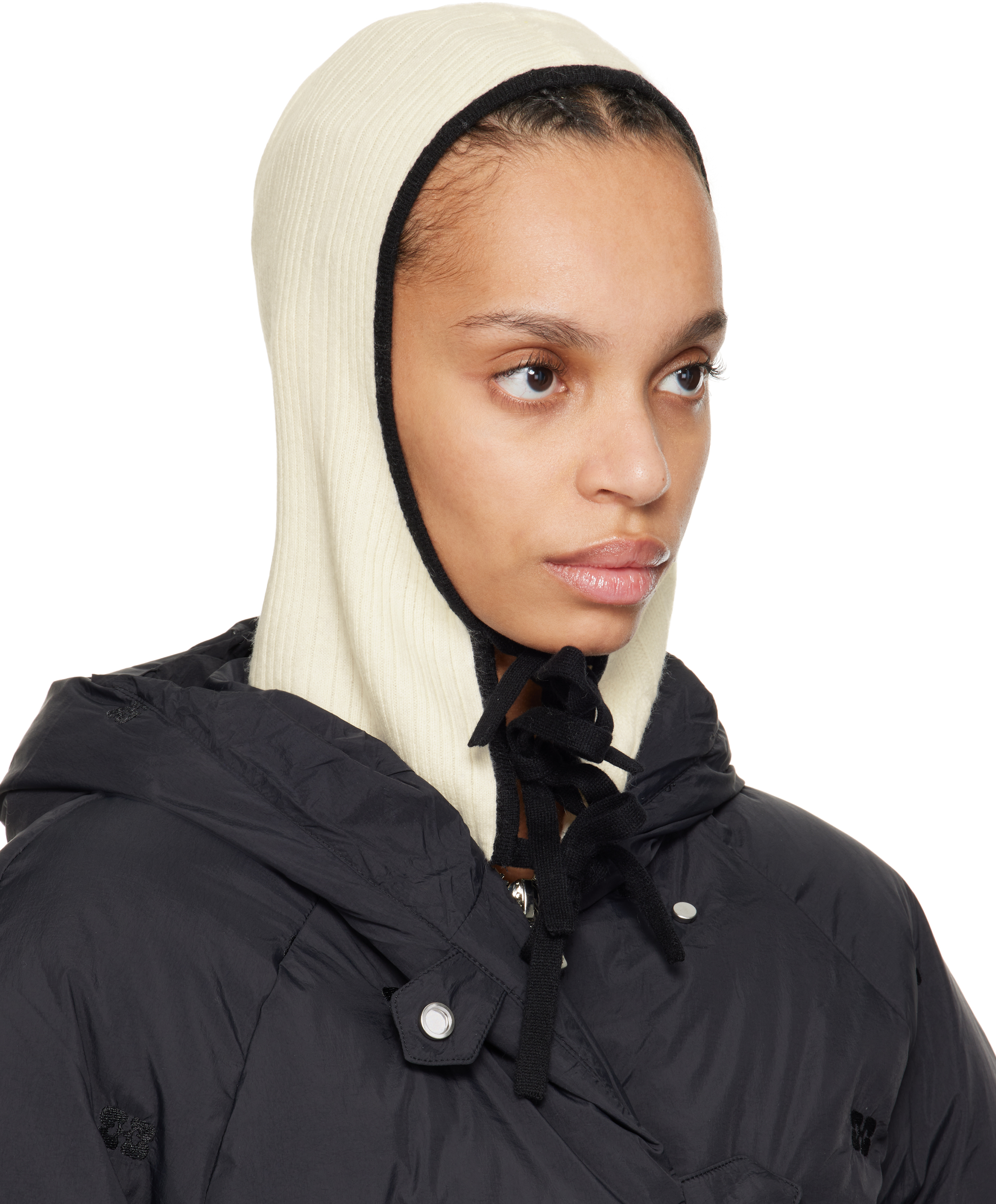 Ganni Beige Cashmere Mix Balaclava In 135 Egret