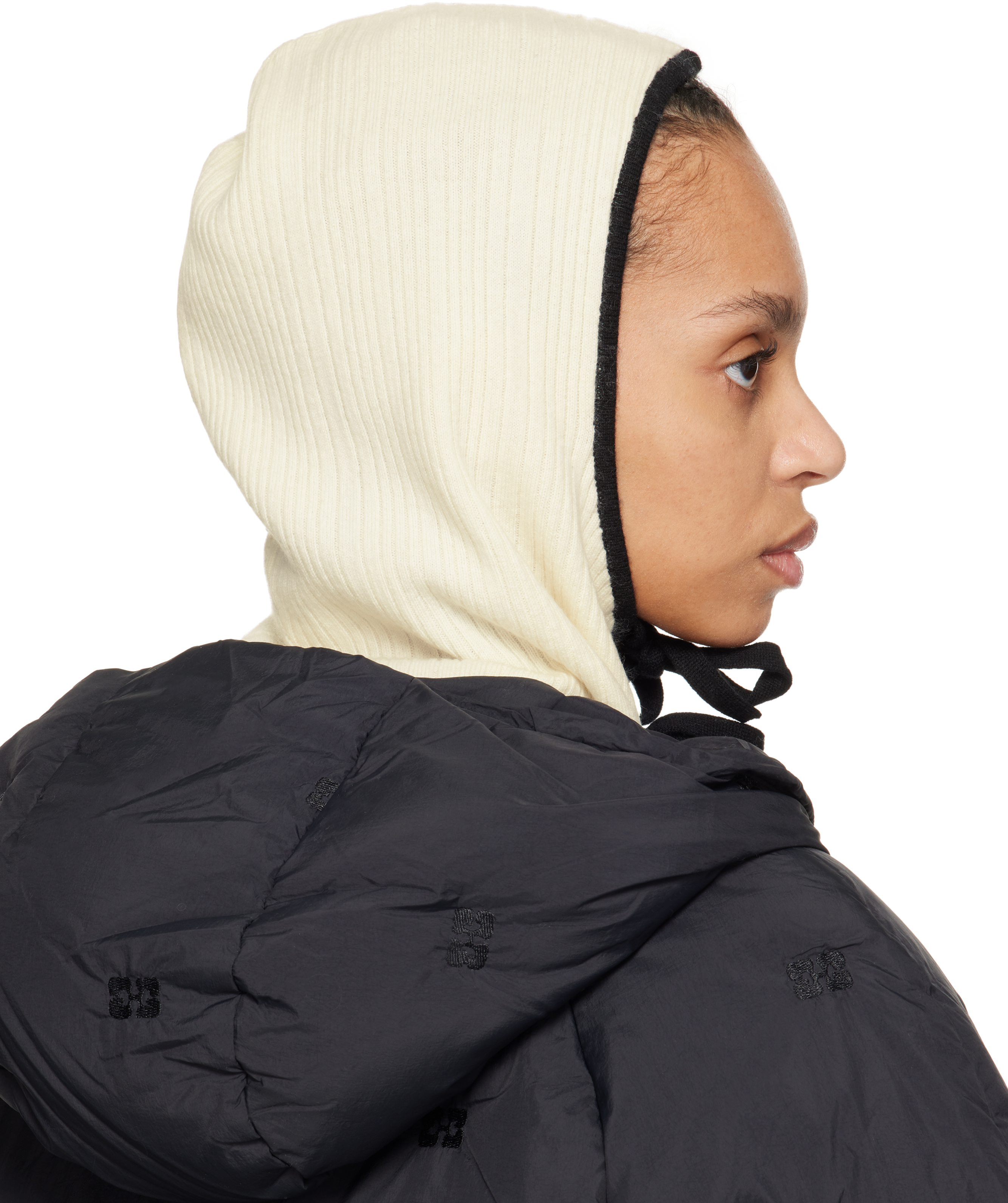 Ganni Beige Cashmere Mix Balaclava In 135 Egret