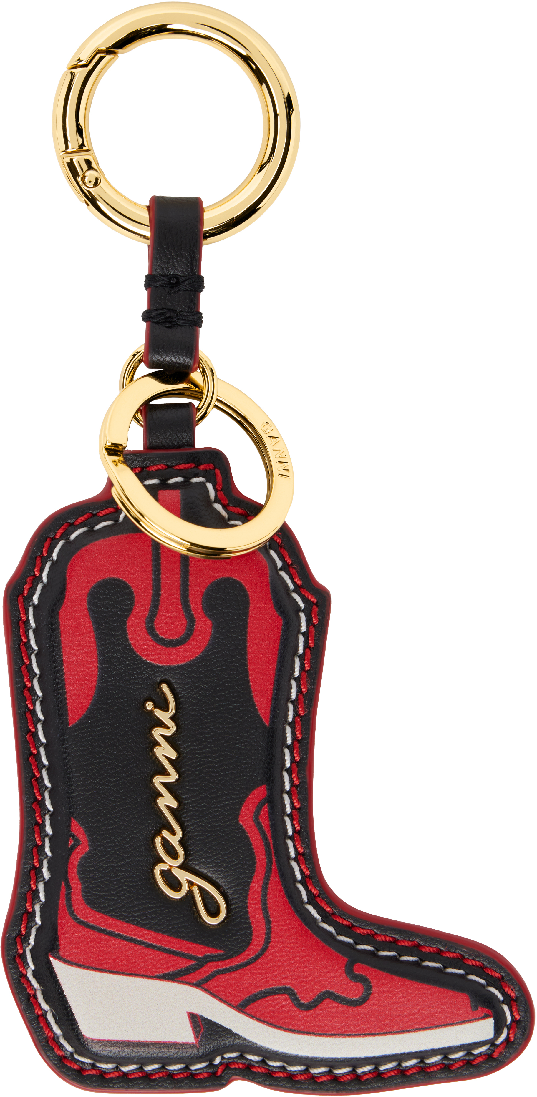 Gold 
Red Western Boot Keychain