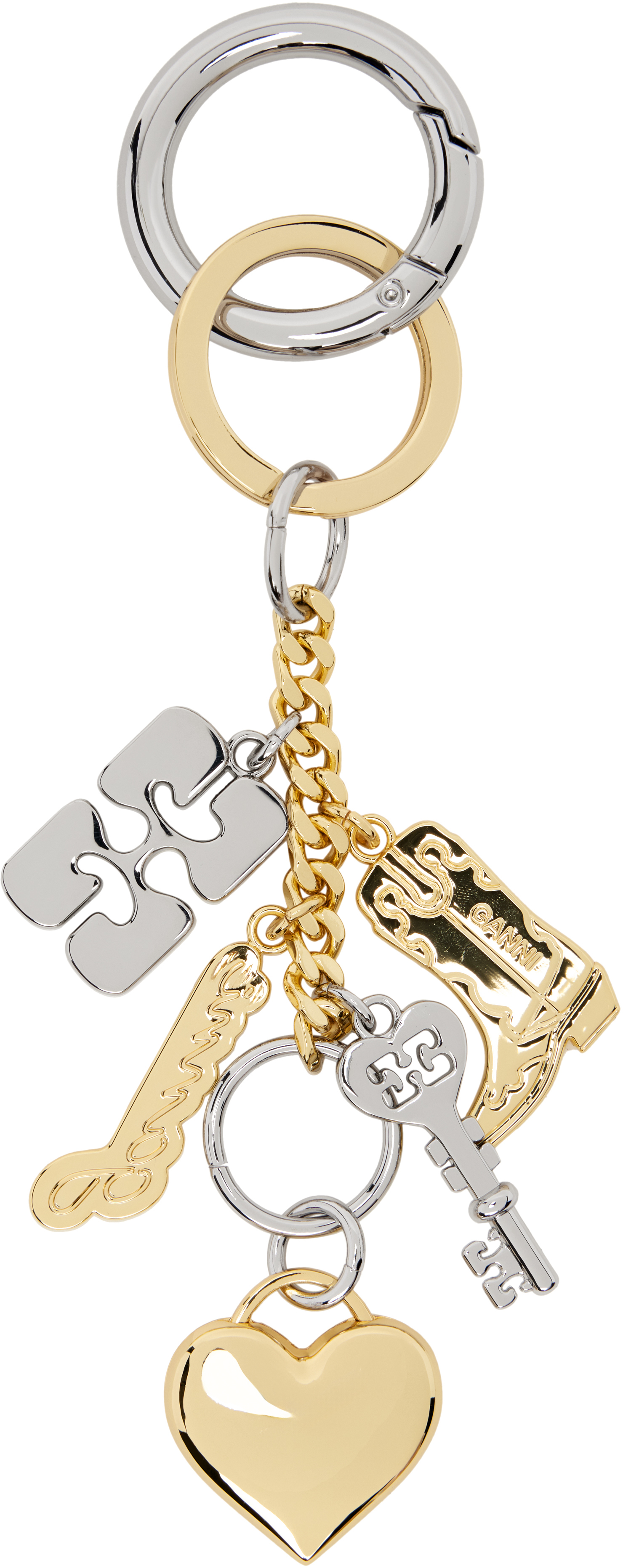 Ganni Two-tone Keyring In 000 Mixed Colours