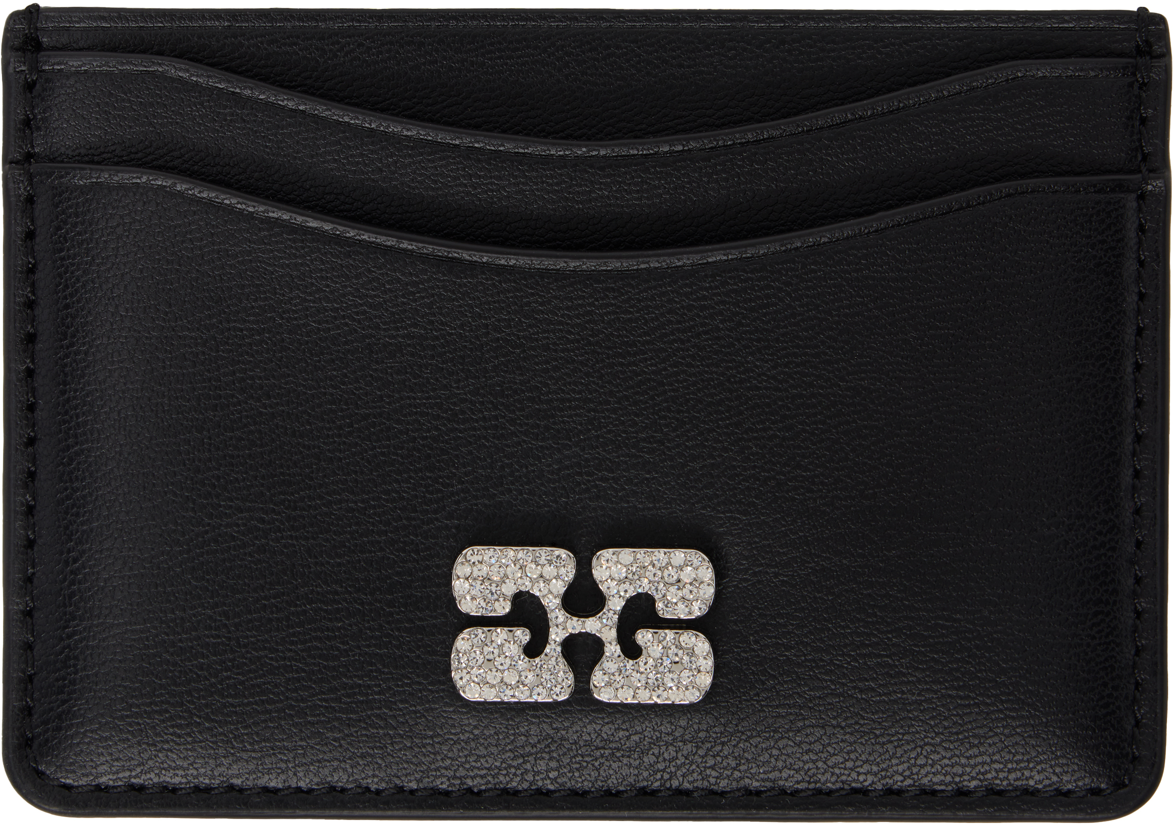 GANNI: Black Bou Card Holder | SSENSE