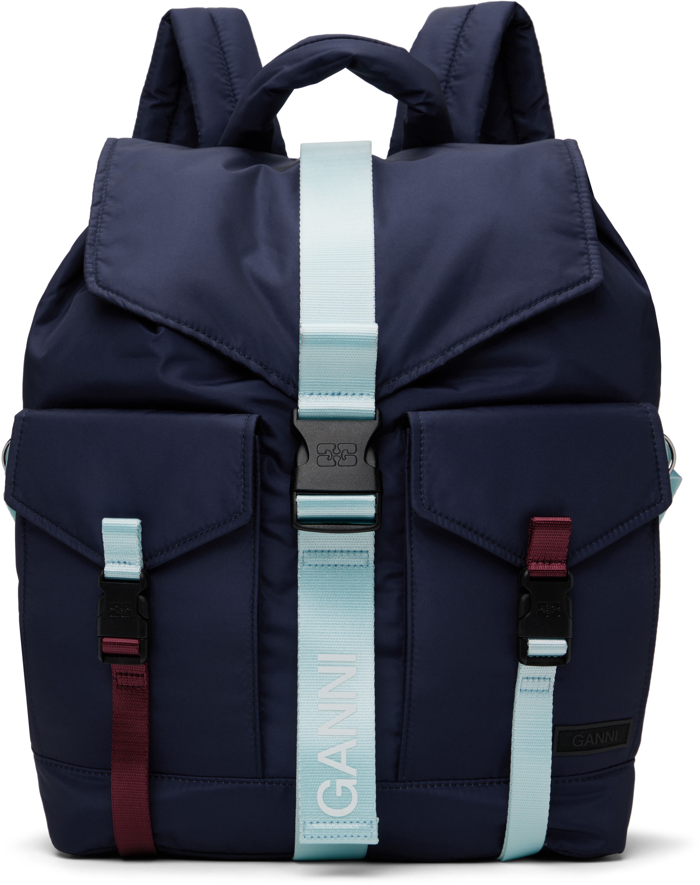 【GANNI】Blue Tech Backpackバックパック ★男女共用★追跡可能 Navy Tech Backpack by GANNI on Sale