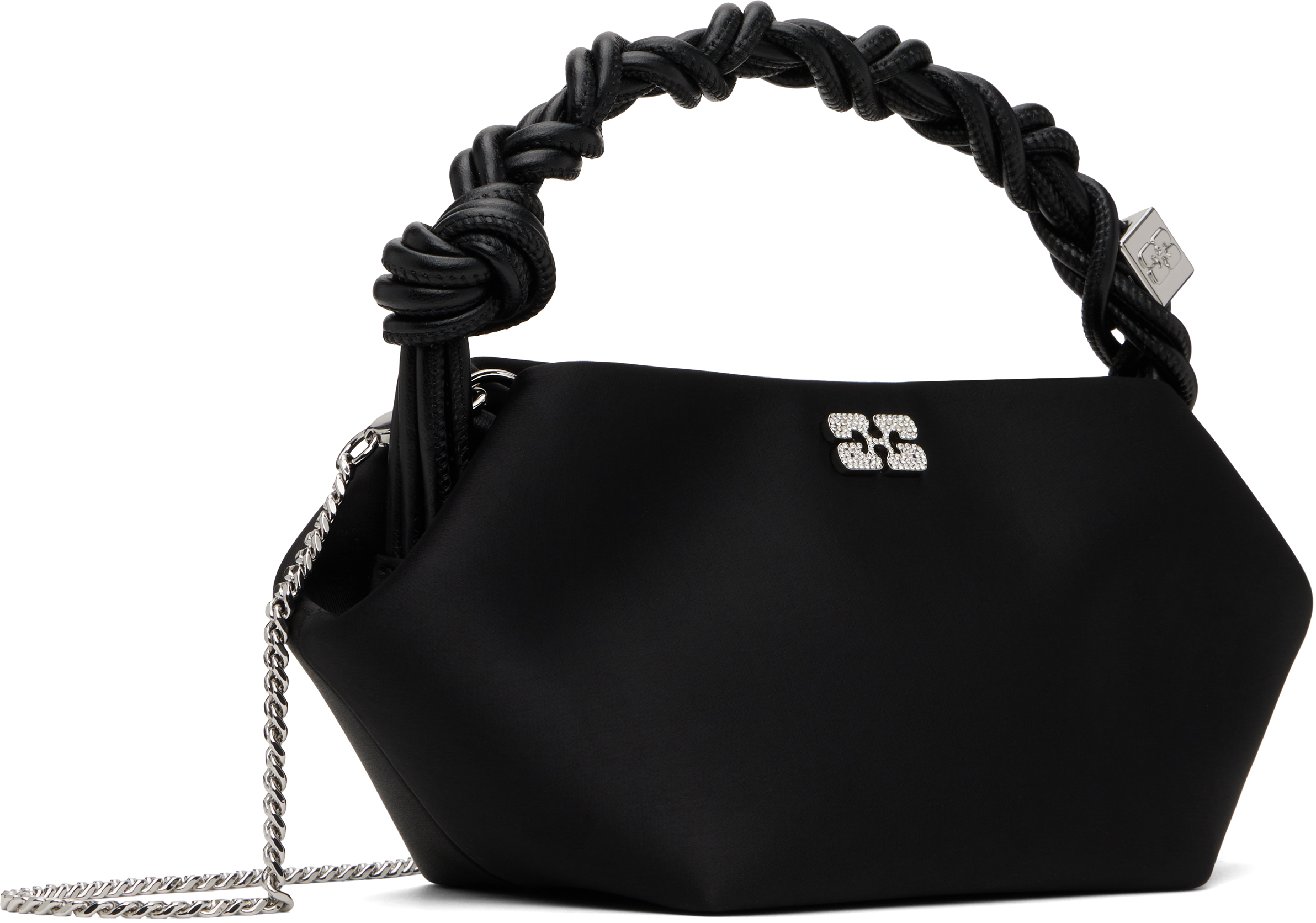 Ganni Black Satin Mini Bou Bag In 099 Black | ModeSens