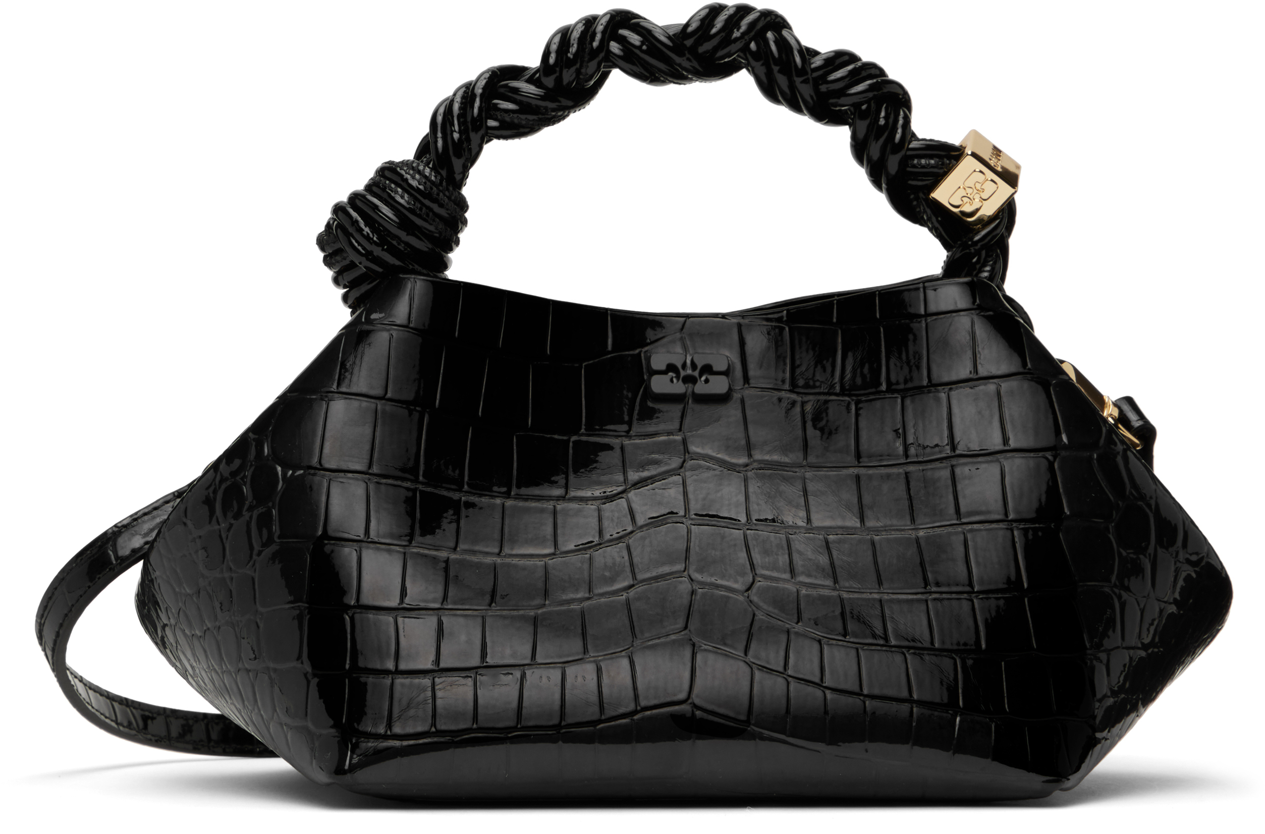 Black Croco Patent Small 'GANNI' Bou Bag