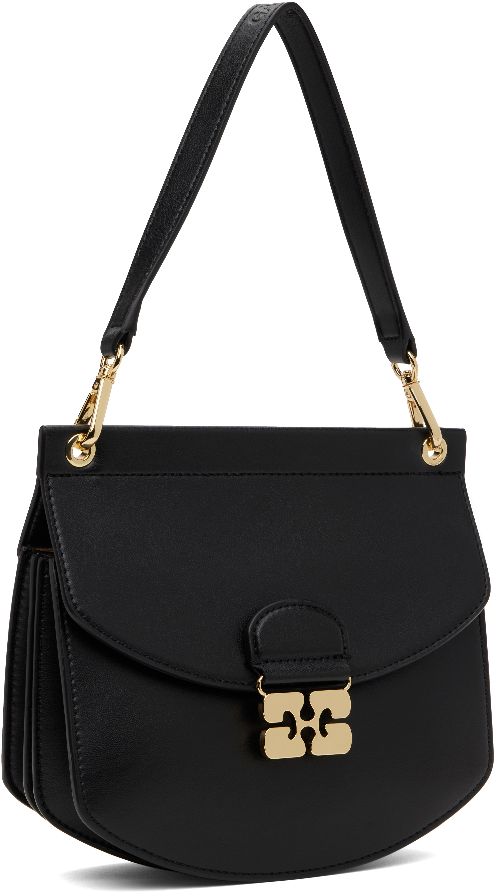 Ganni Small Shoulder Bag With Adjustable Strap And Gold-tone Hardware In 099 Black