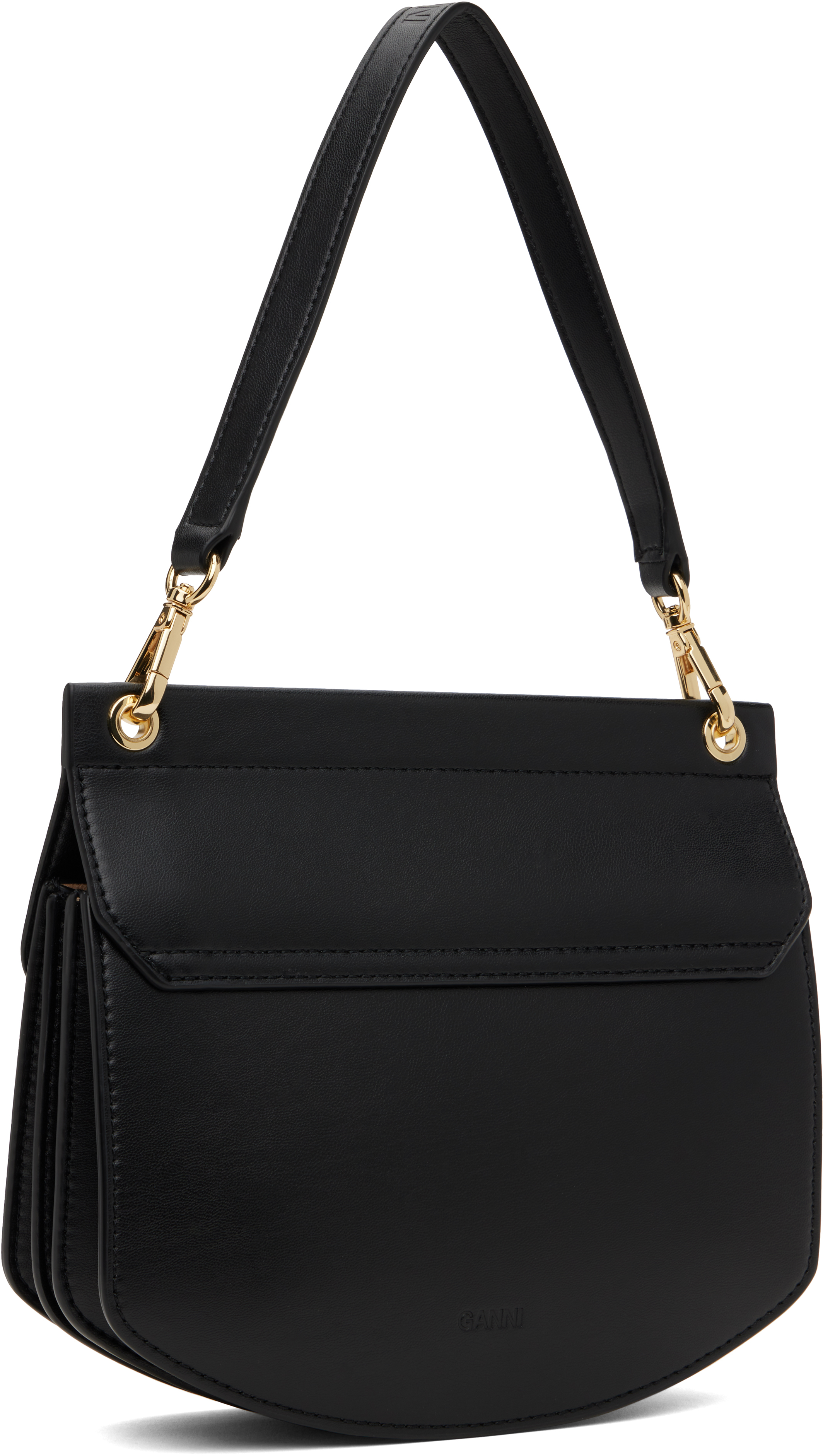Ganni Small Shoulder Bag With Adjustable Strap And Gold-tone Hardware In 099 Black