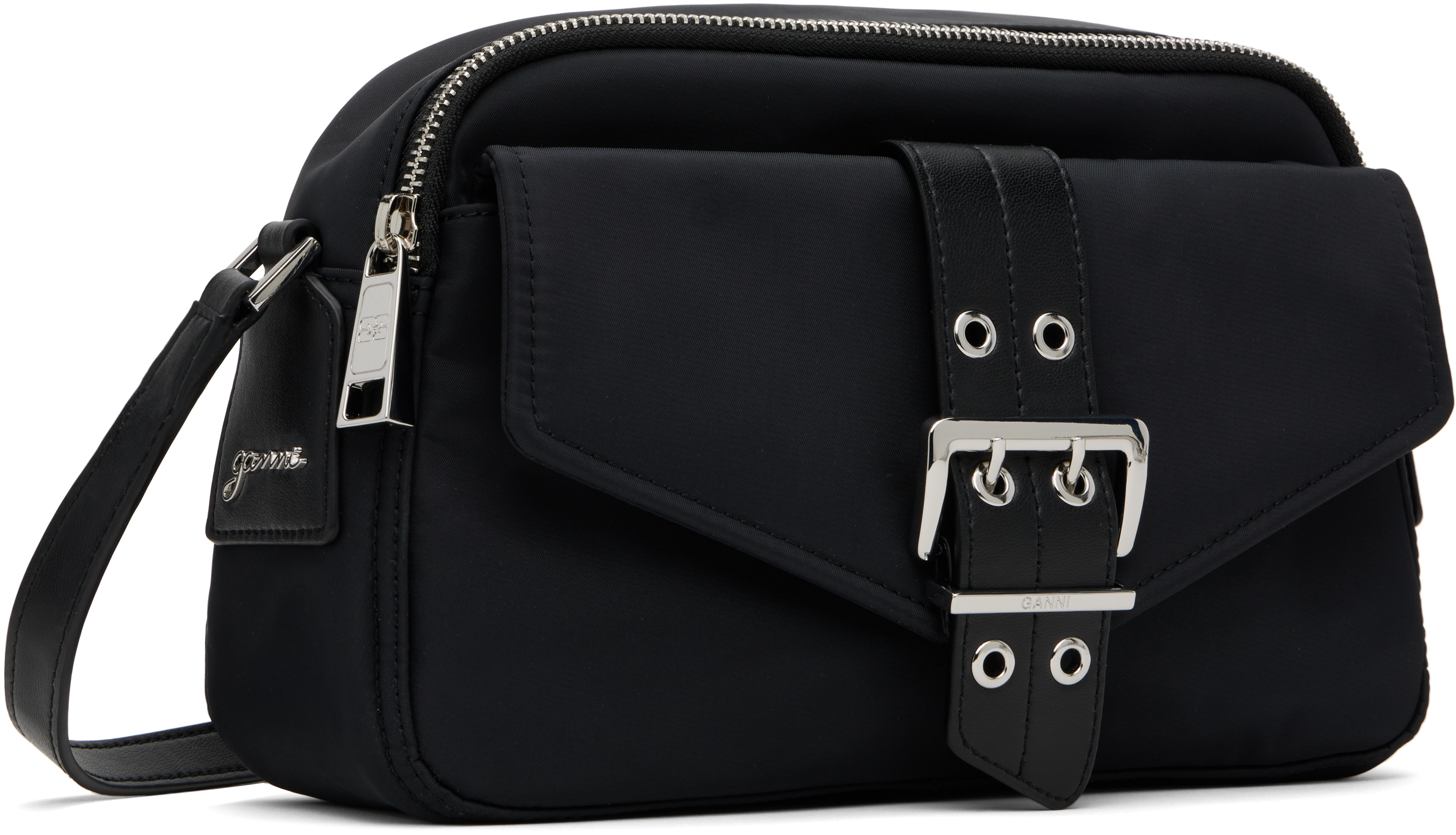 Ganni Bucky Camera Bag Crossbody In 099 Black
