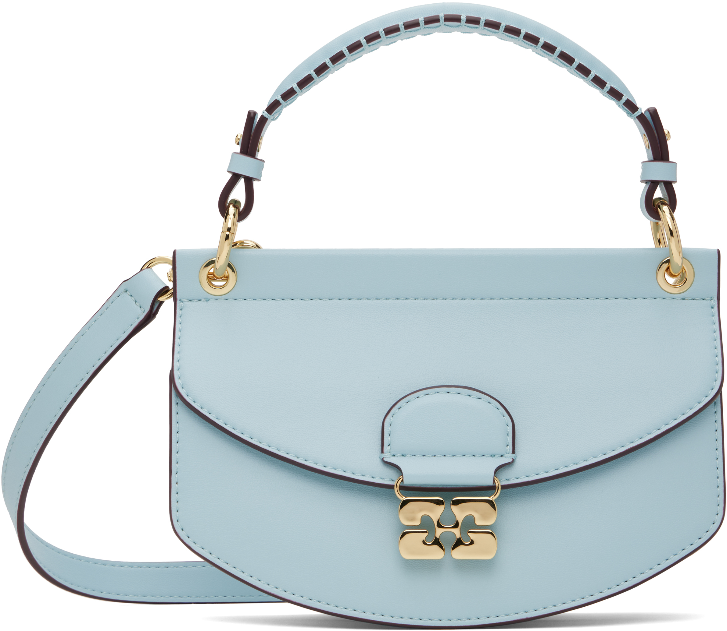 【関税込み】GANNI ブルー ミニ Apo-G トップハンドル バッグ Faded Denim Blue Denim Mini Top Handle Apo-G Bag | GANNI US