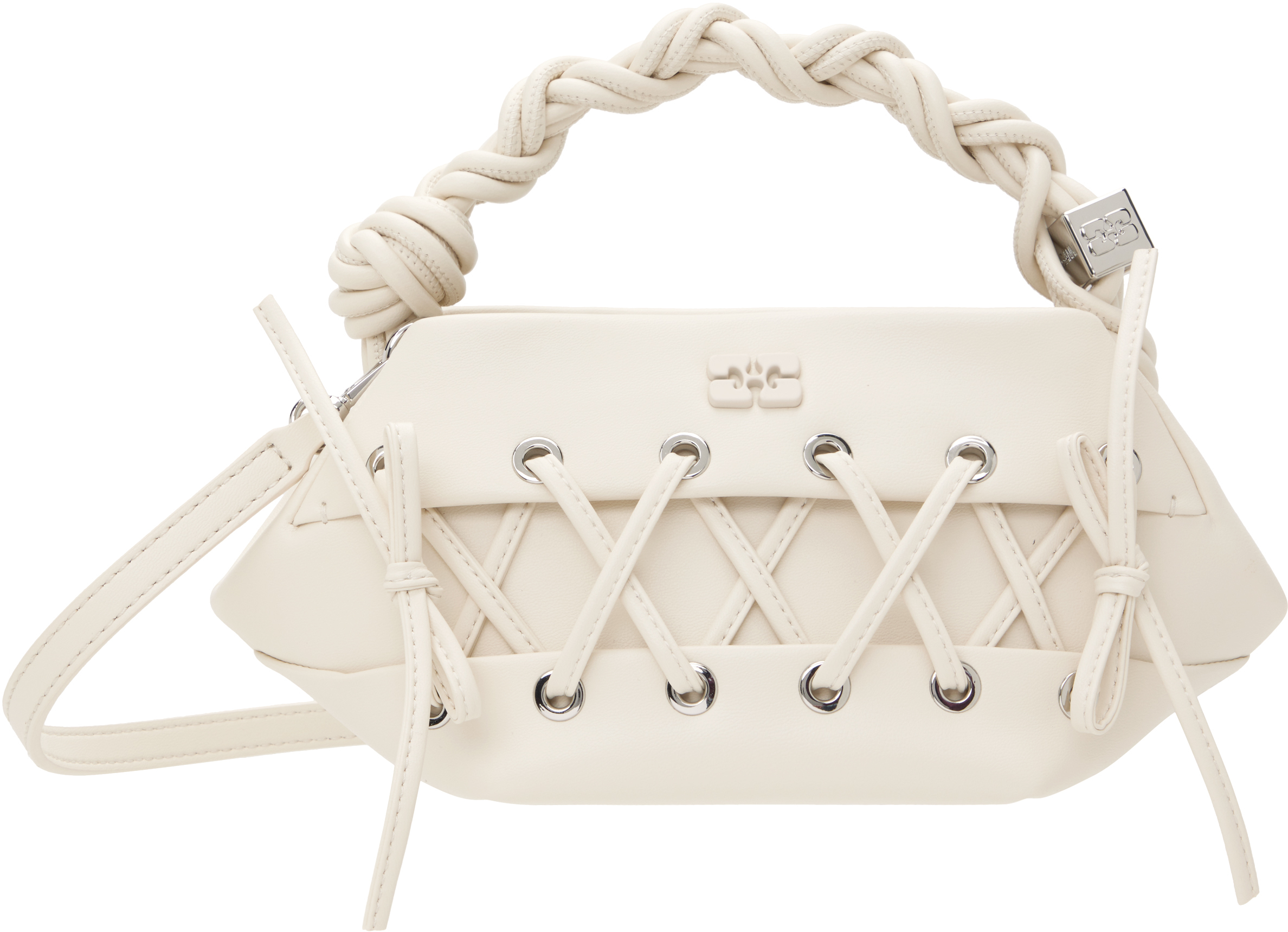 【GANNI】ミニ Lace-Up Bou バッグ ☆関税込み Egret Ivory Mini GANNI Lace-Up Bou Bag | GANNI US