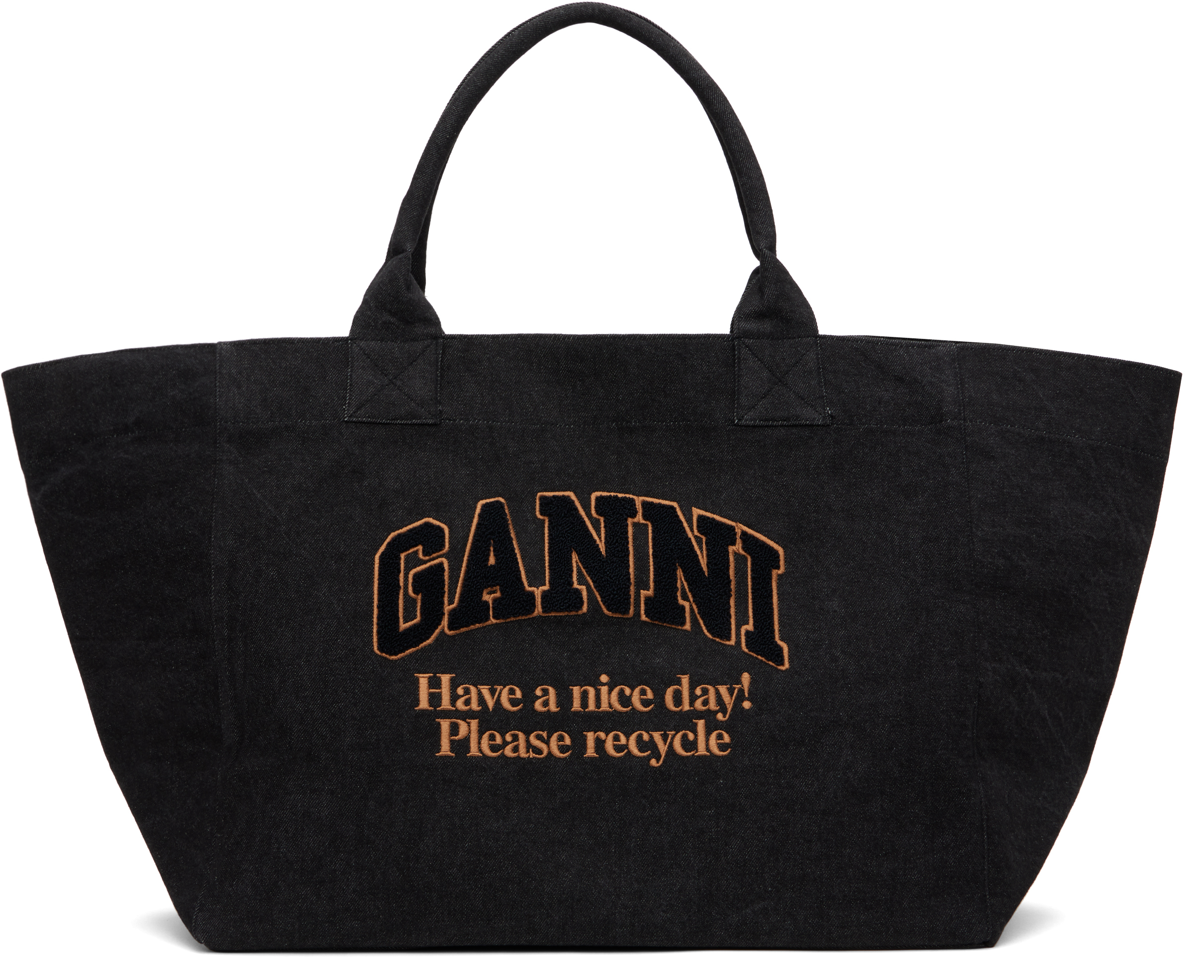 Black XXL Denim Shopper Tote