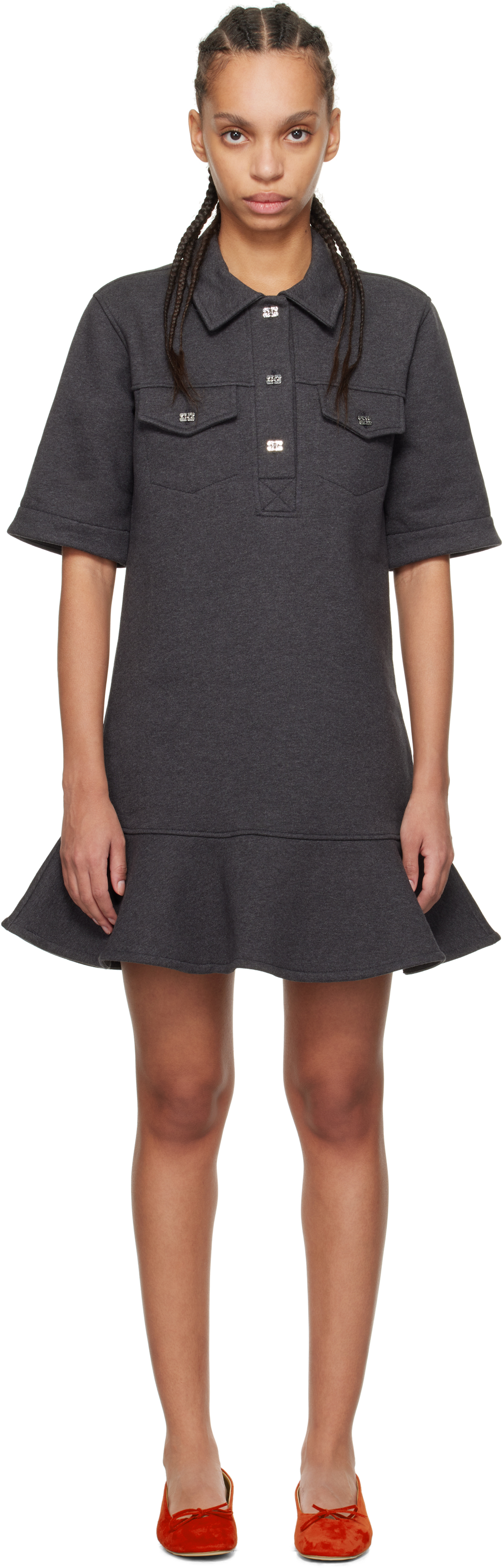 Gray Heavy Fleece Minidress