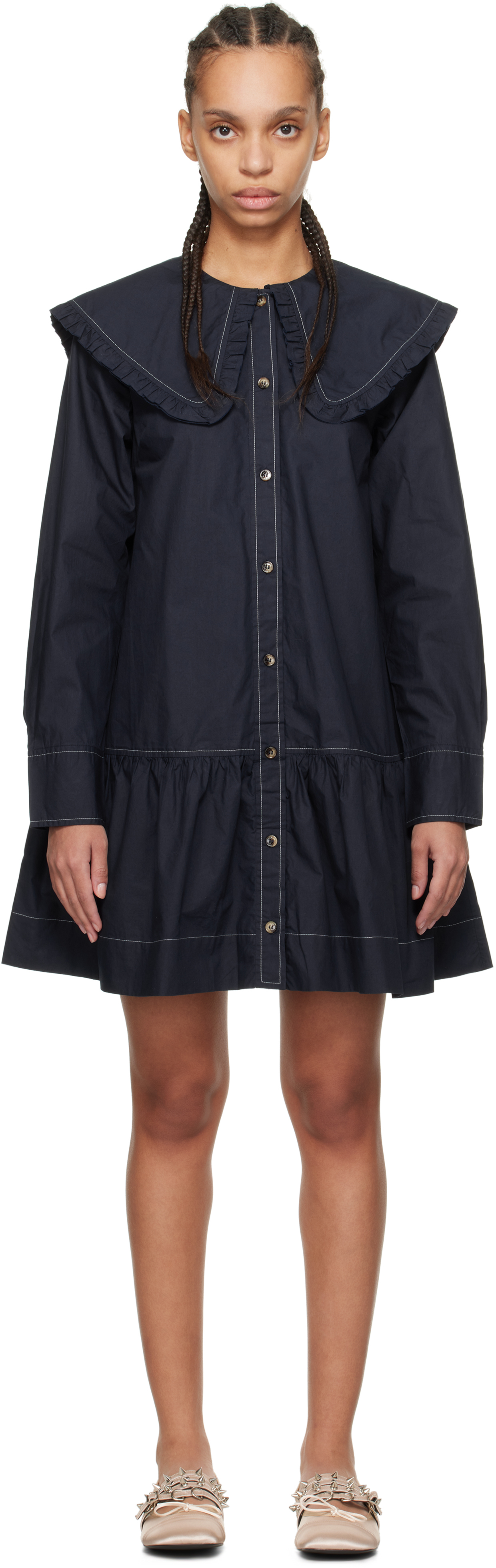 Navy Shirt Minidress