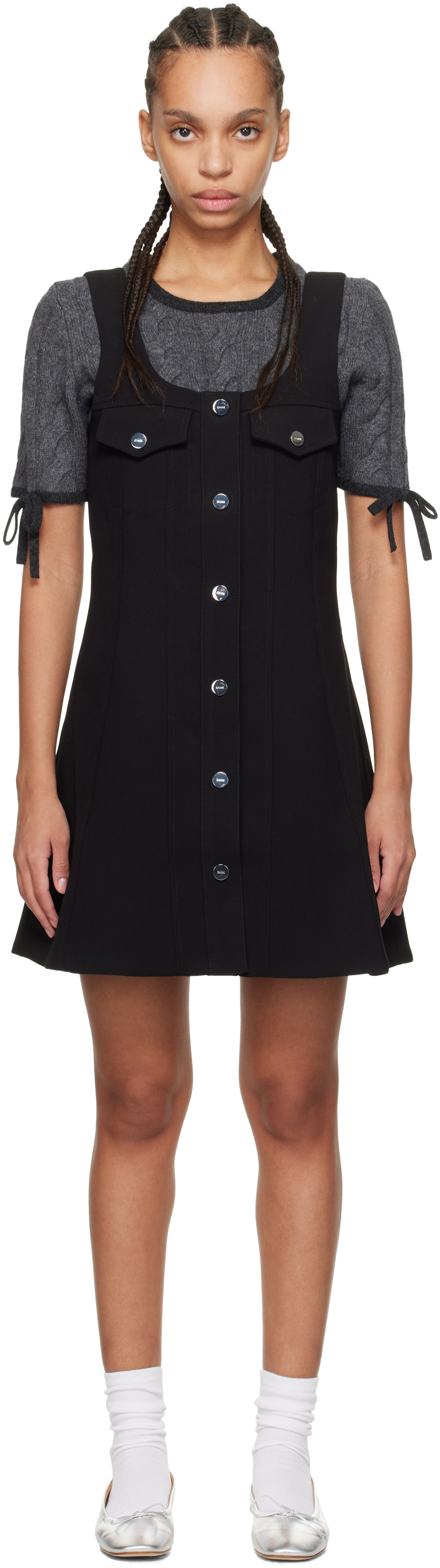 Black Bonded Crepe Minidress