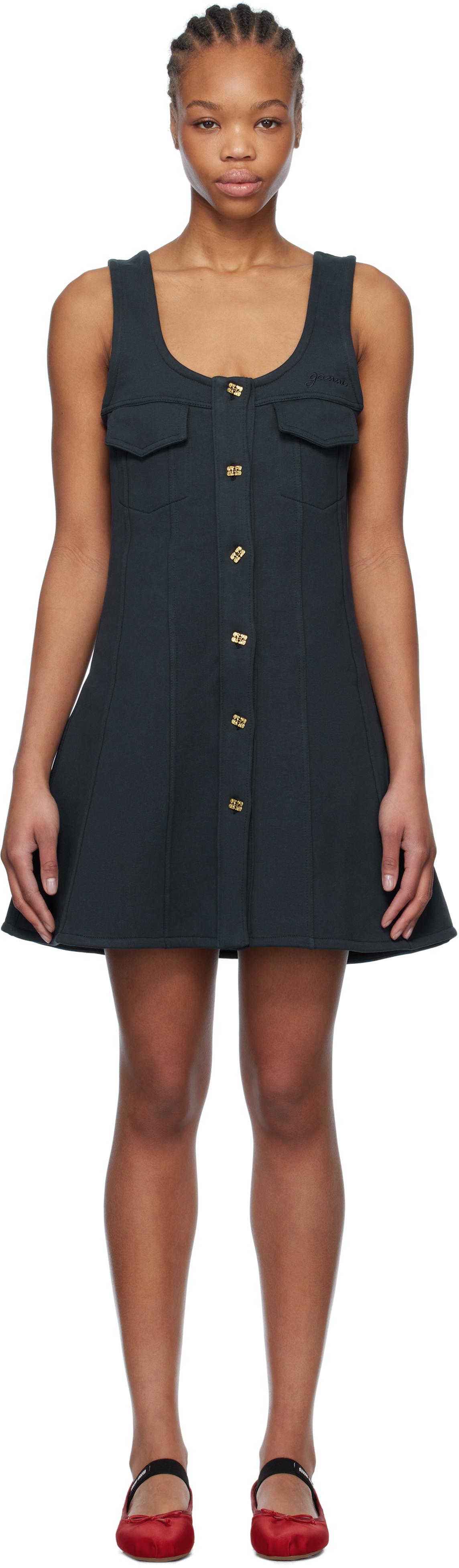 Navy Heavy Fleece Minidress