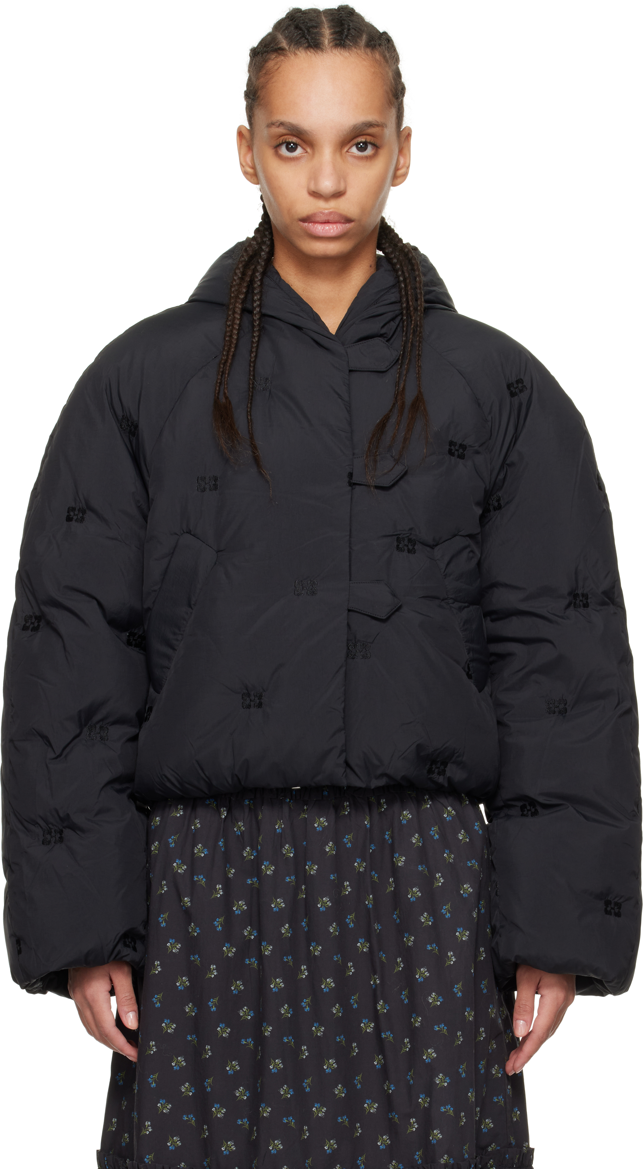 Black Short Tech Down Jacket by GANNI on Sale