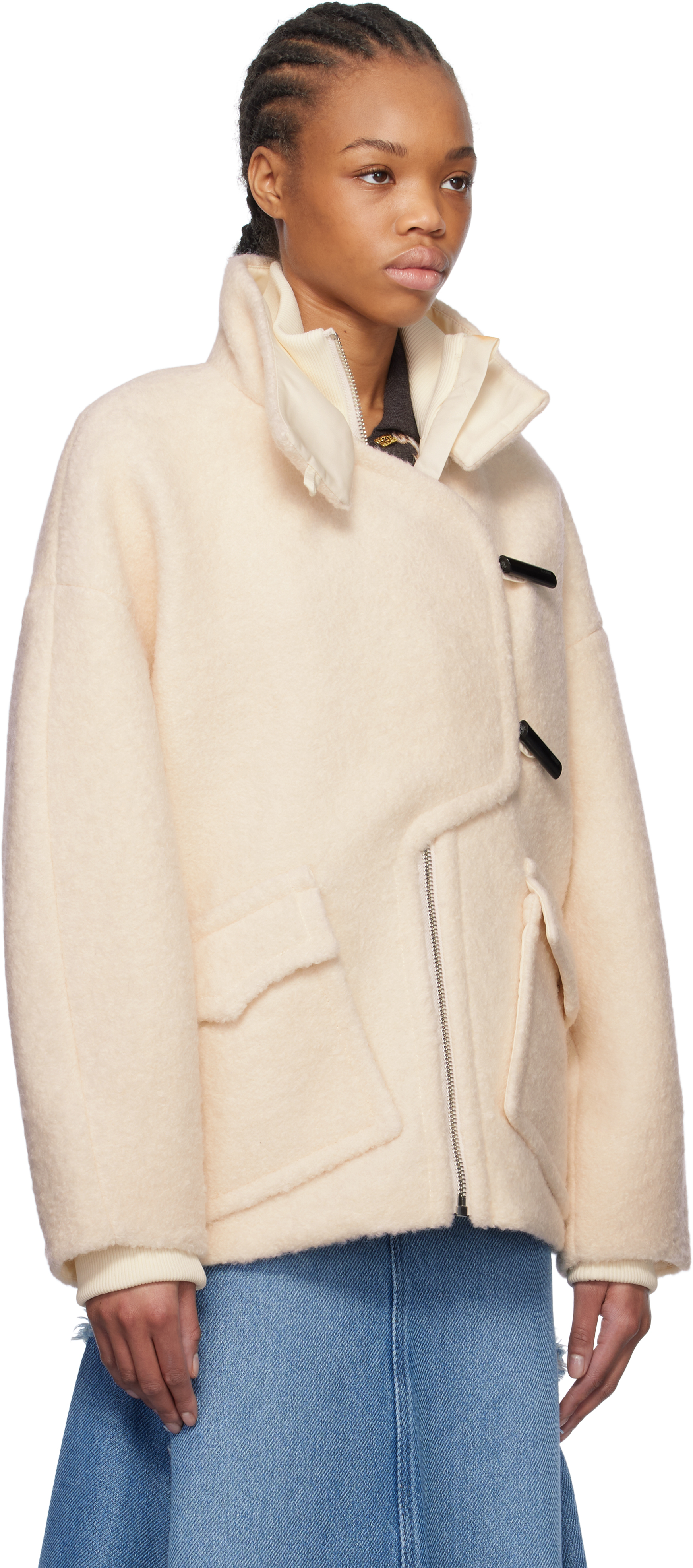 Ganni Wool Drop Shoulder Jacket In 135 Egret