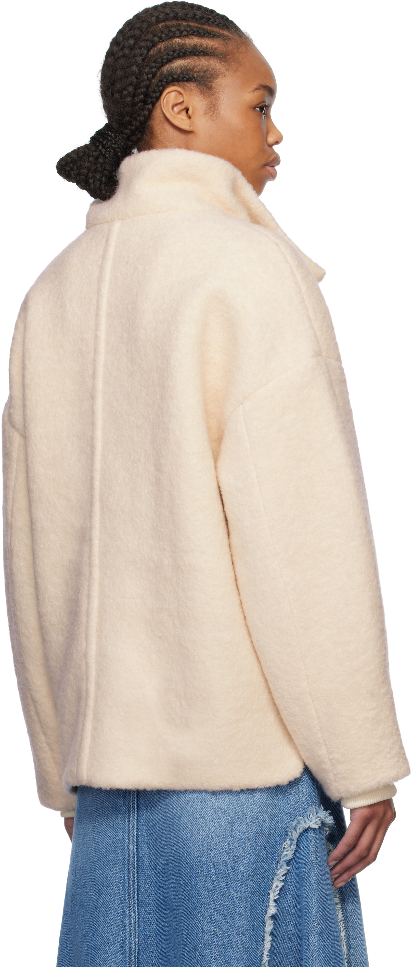Ganni Wool Drop Shoulder Jacket In 135 Egret