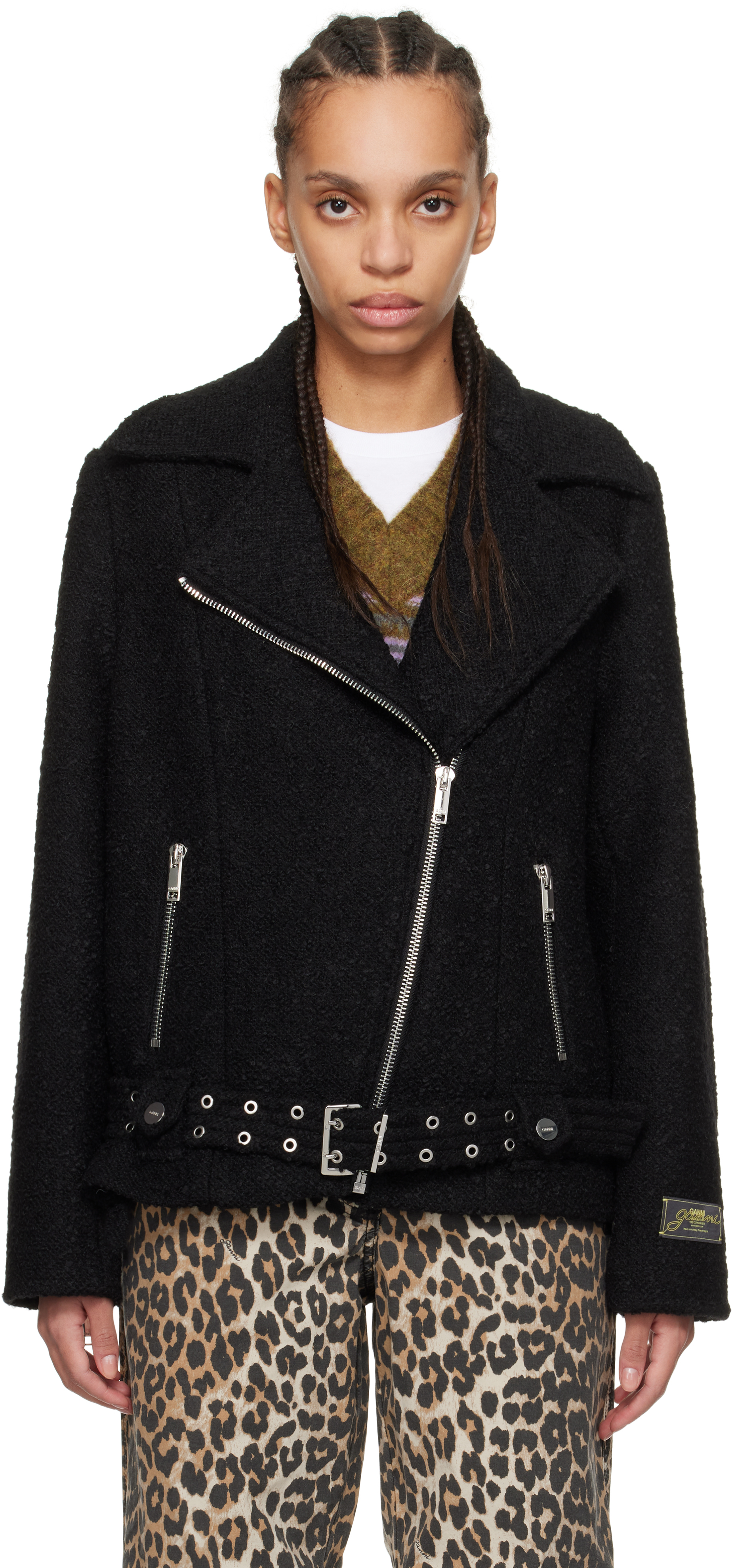 Black Textured Boucle Wool Jacket