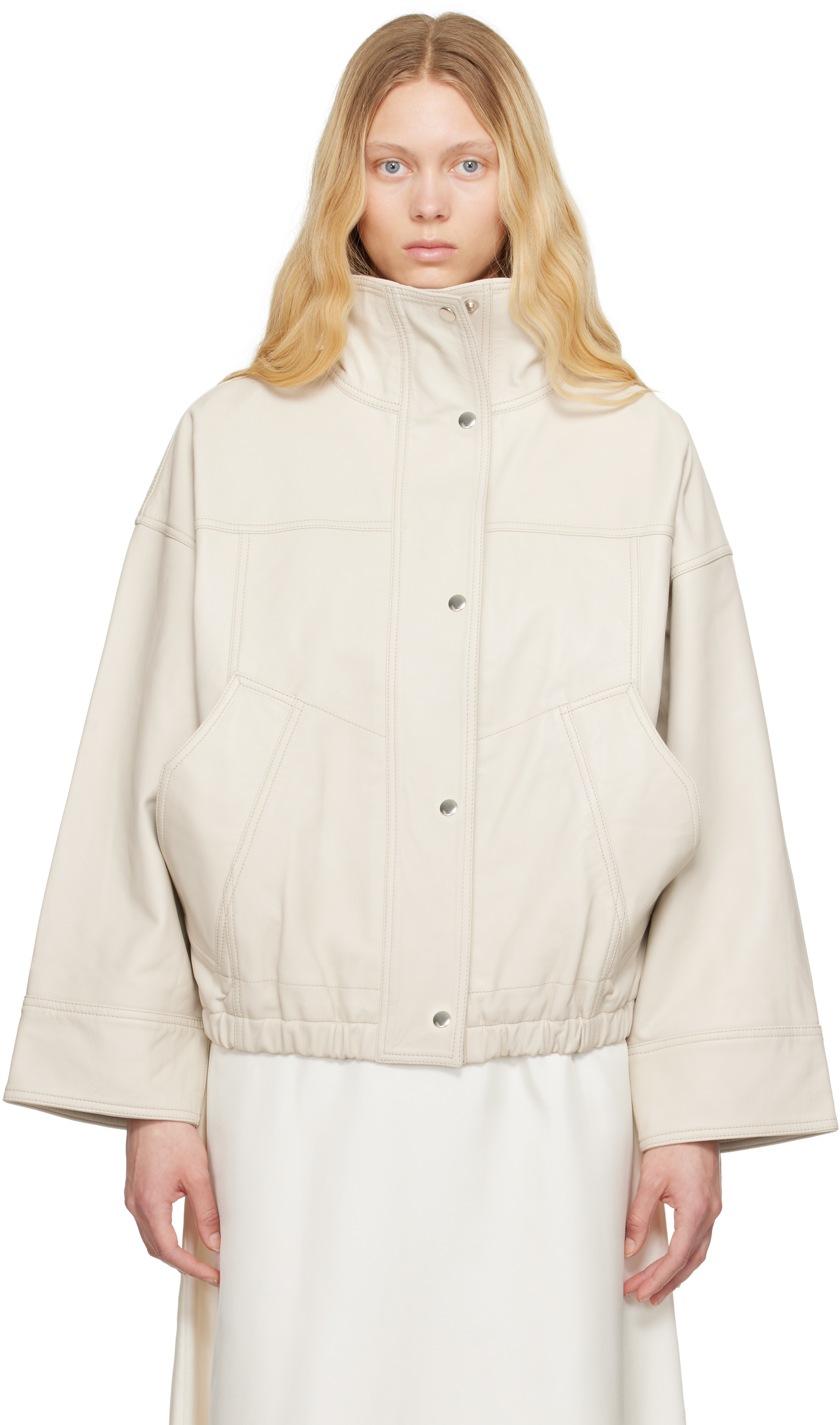 Rohe Reinvented Leather Jacket In 117_330 Chalk