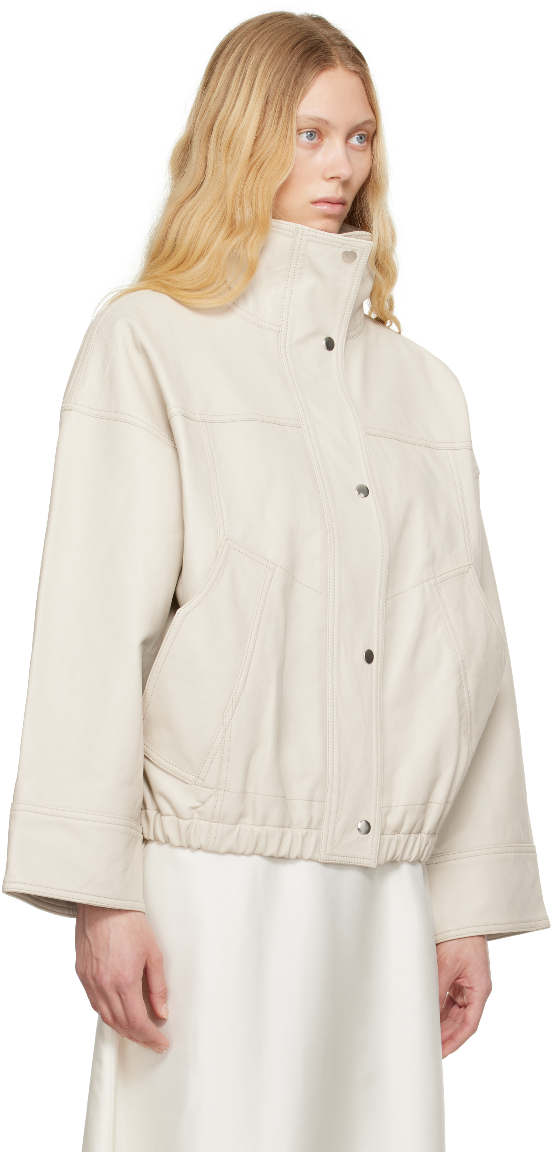 Rohe Reinvented Leather Jacket In 117_330 Chalk