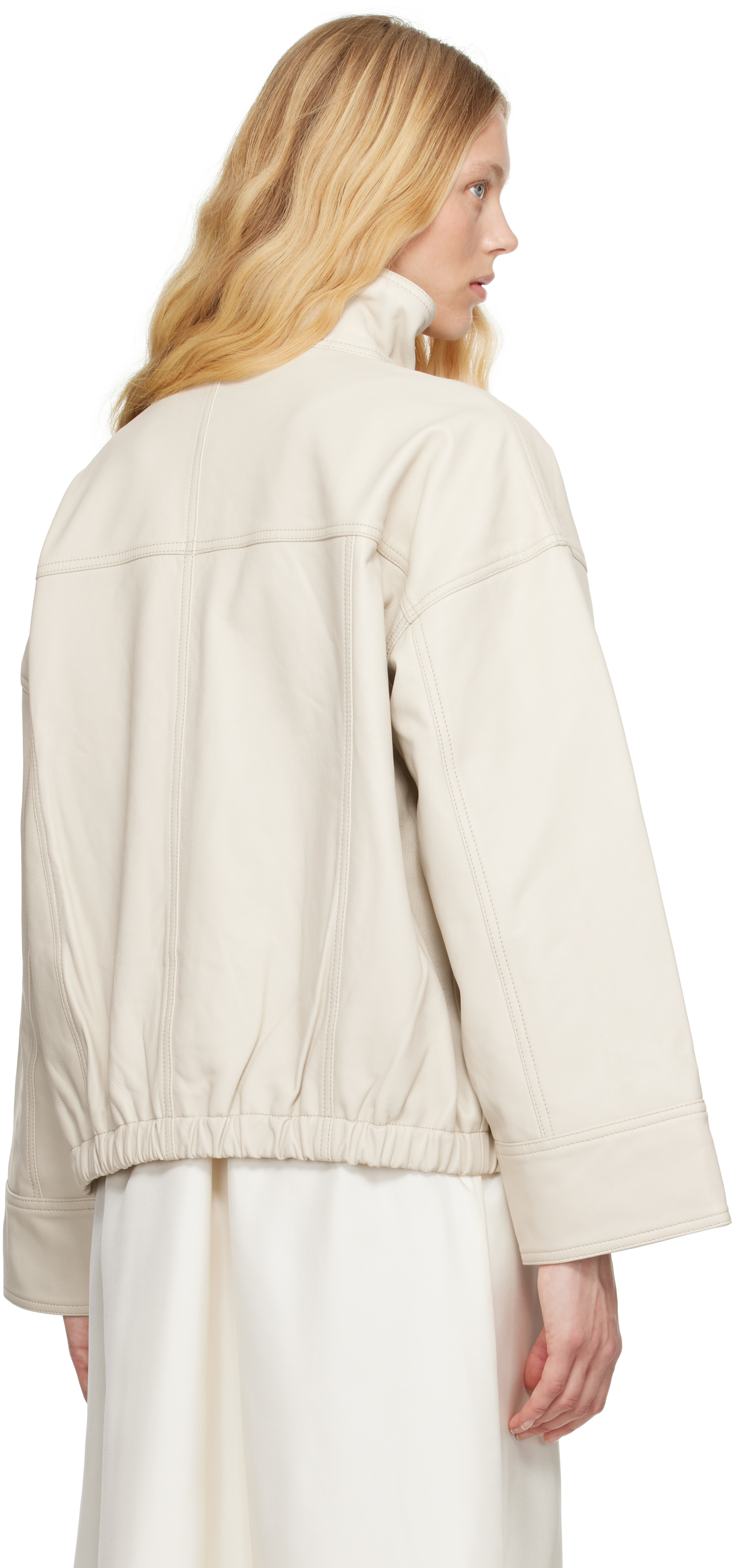 Rohe Reinvented Leather Jacket In 117_330 Chalk
