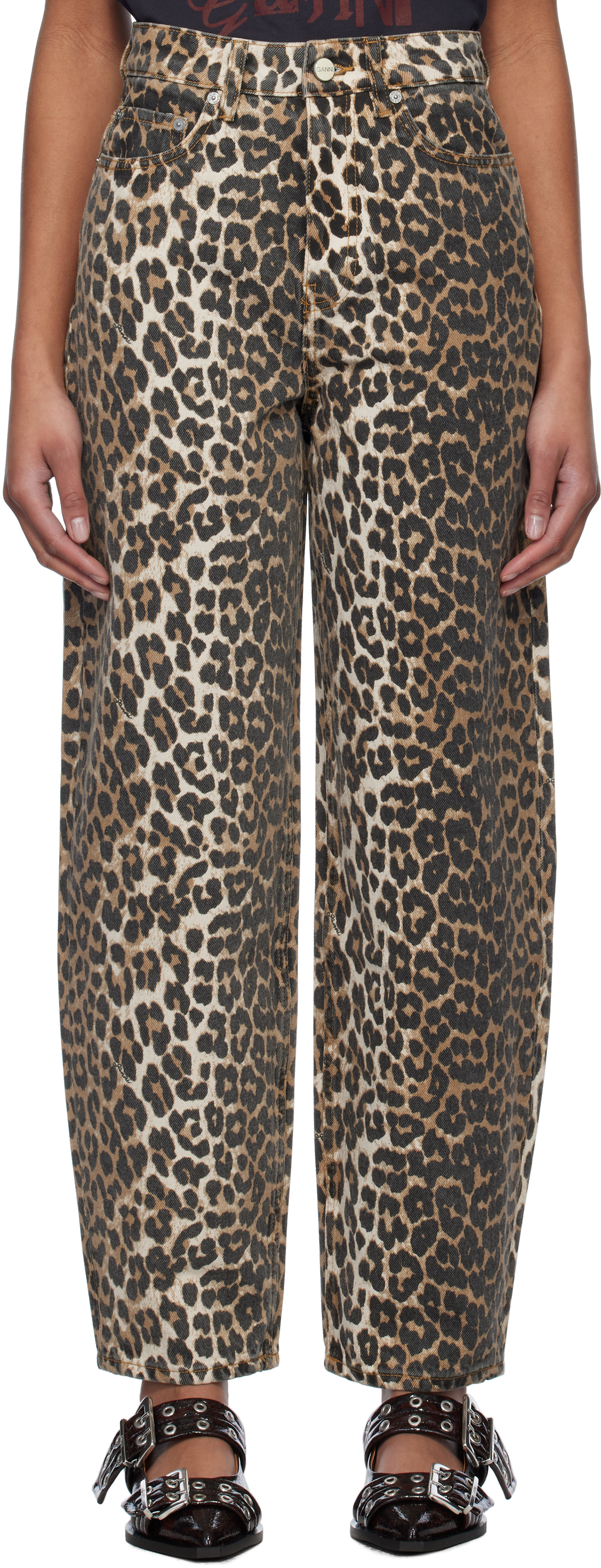 GANNI★Leopard Stary デニムパンツ ジーンズ 送関込み Brown Leopard Denim Stary Jeans by GANNI on Sale
