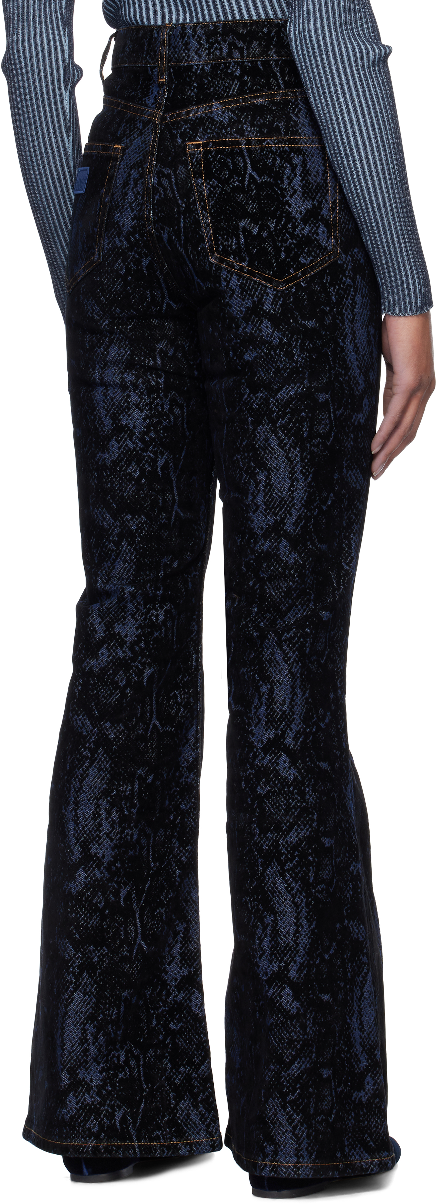 Ganni Navy Snake Print Goddi Jeans In 677 Indigo